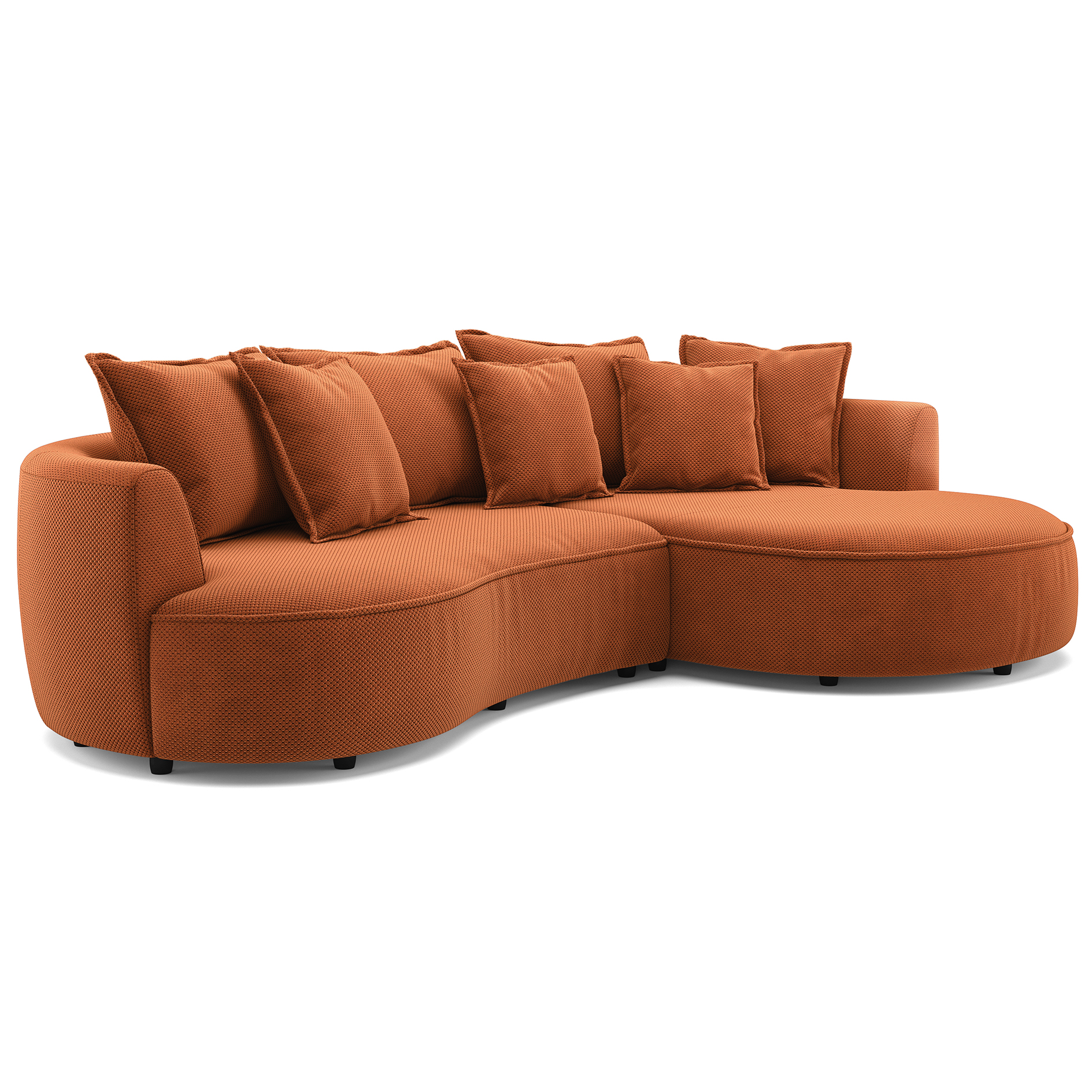 Ecksofa - terra - Samt - 287 cm - Recamiere rechts
