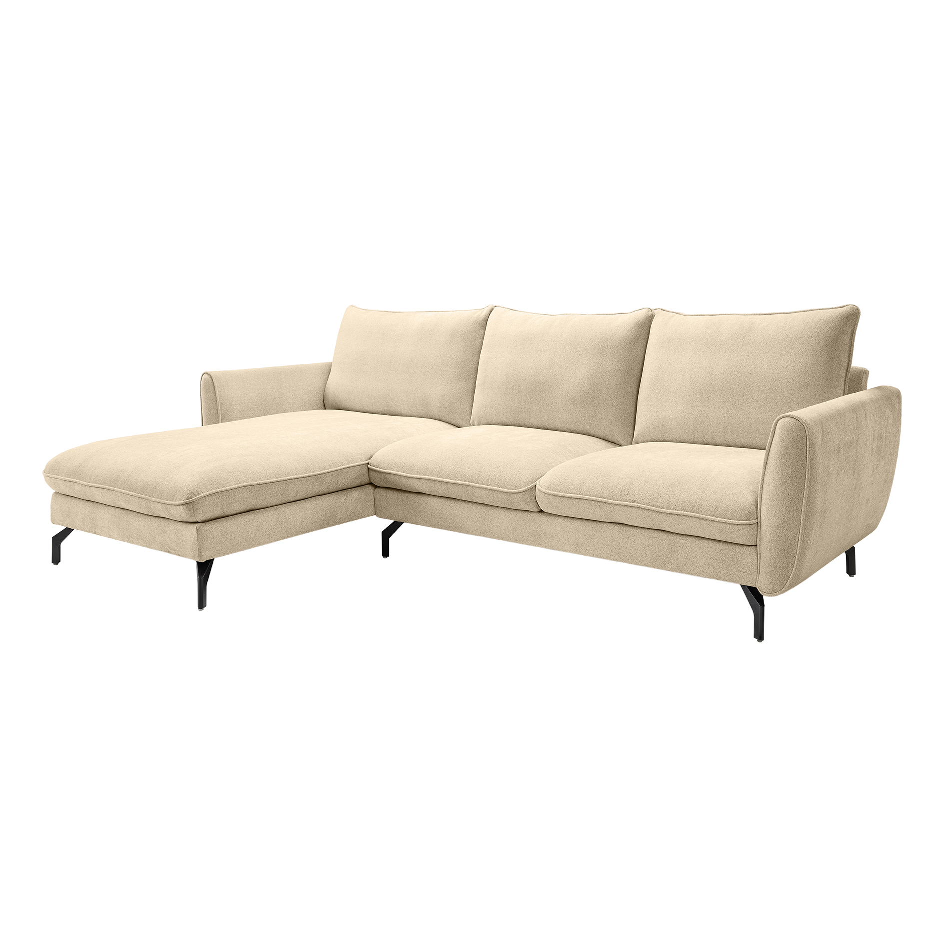 Ecksofa TORONTO - beige - Webstoff - mit Kissen - Recamiere links