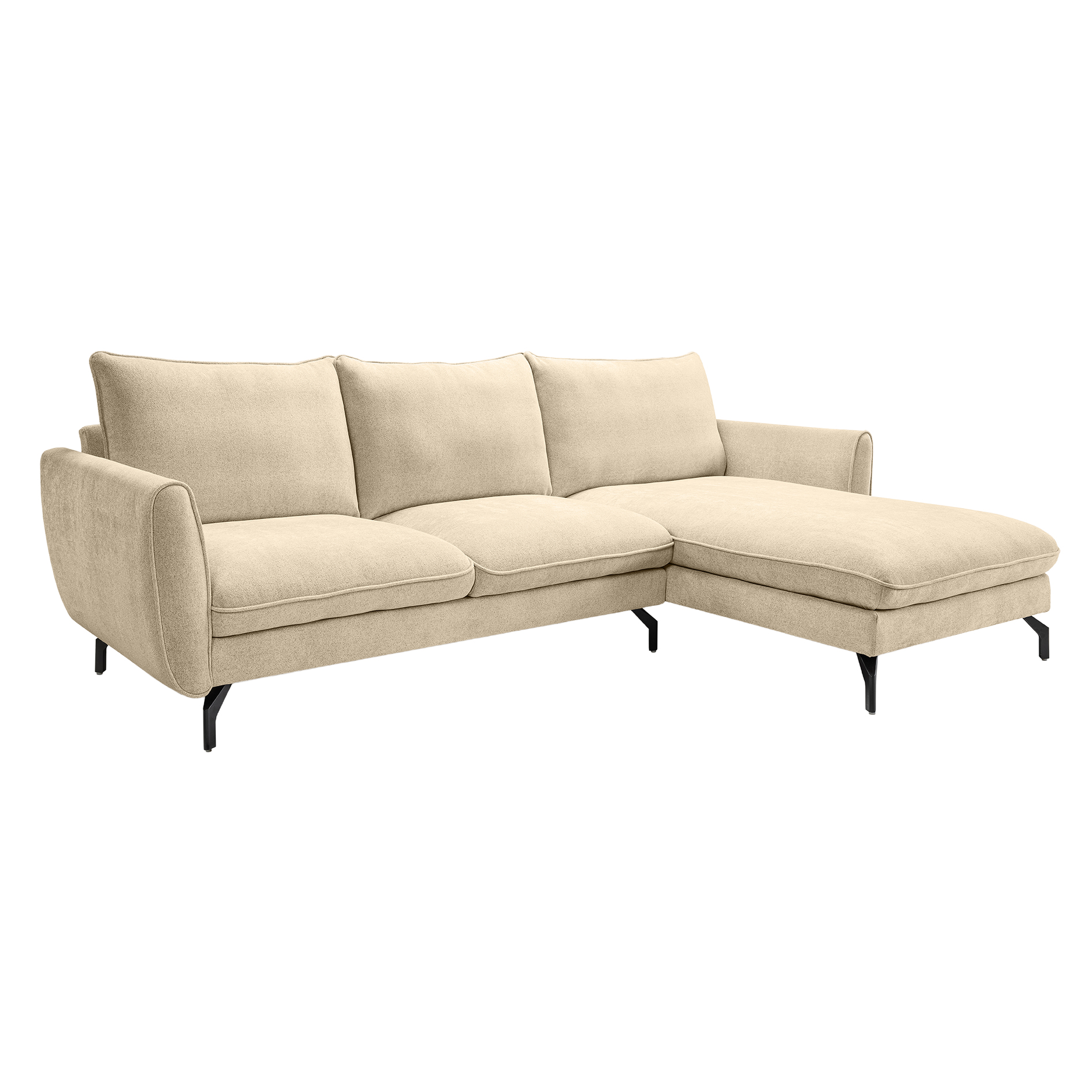 Ecksofa TORONTO - beige - Webstoff - mit Kissen - Recamiere rechts