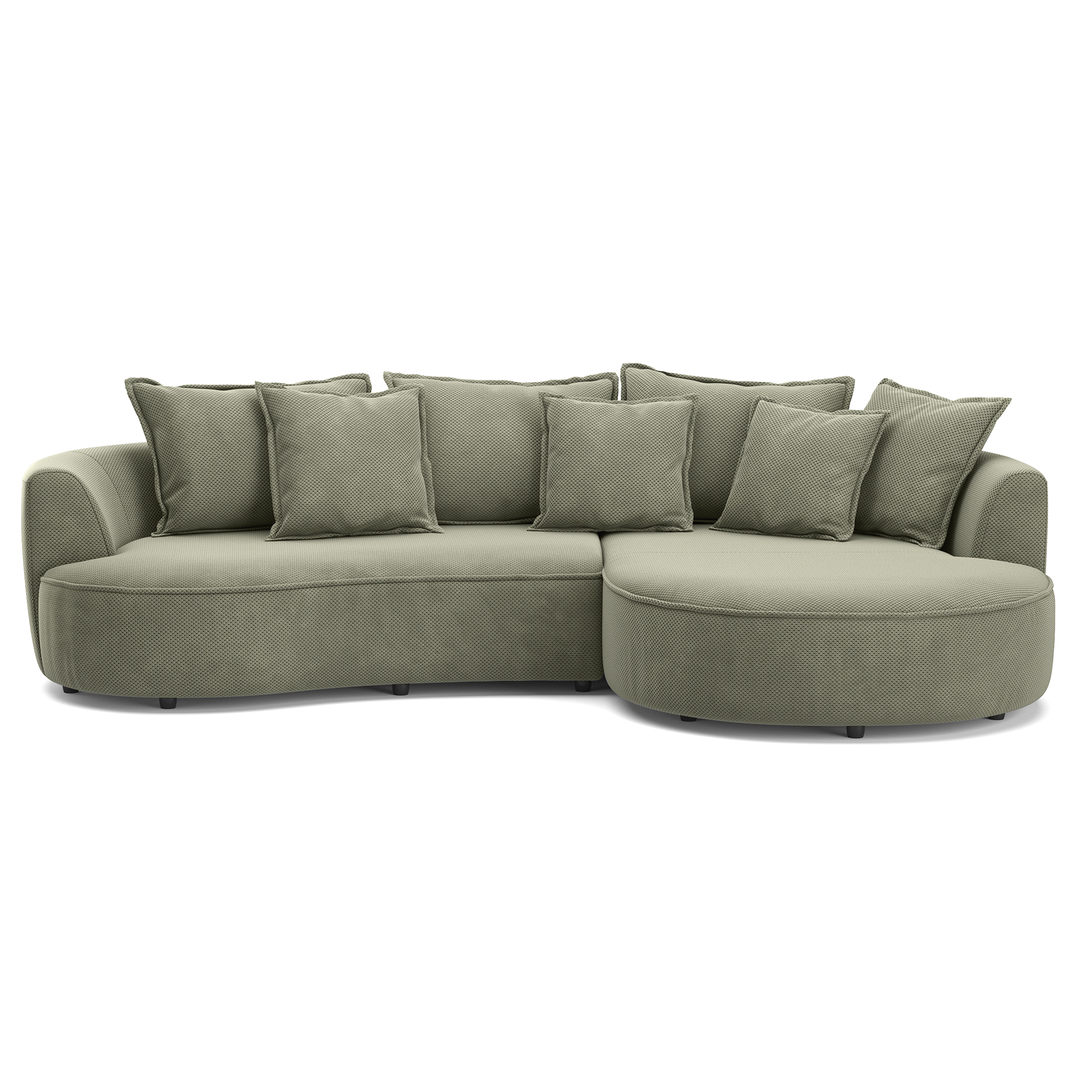Ecksofa - turtle - Samt - 287 cm - Recamiere rechts