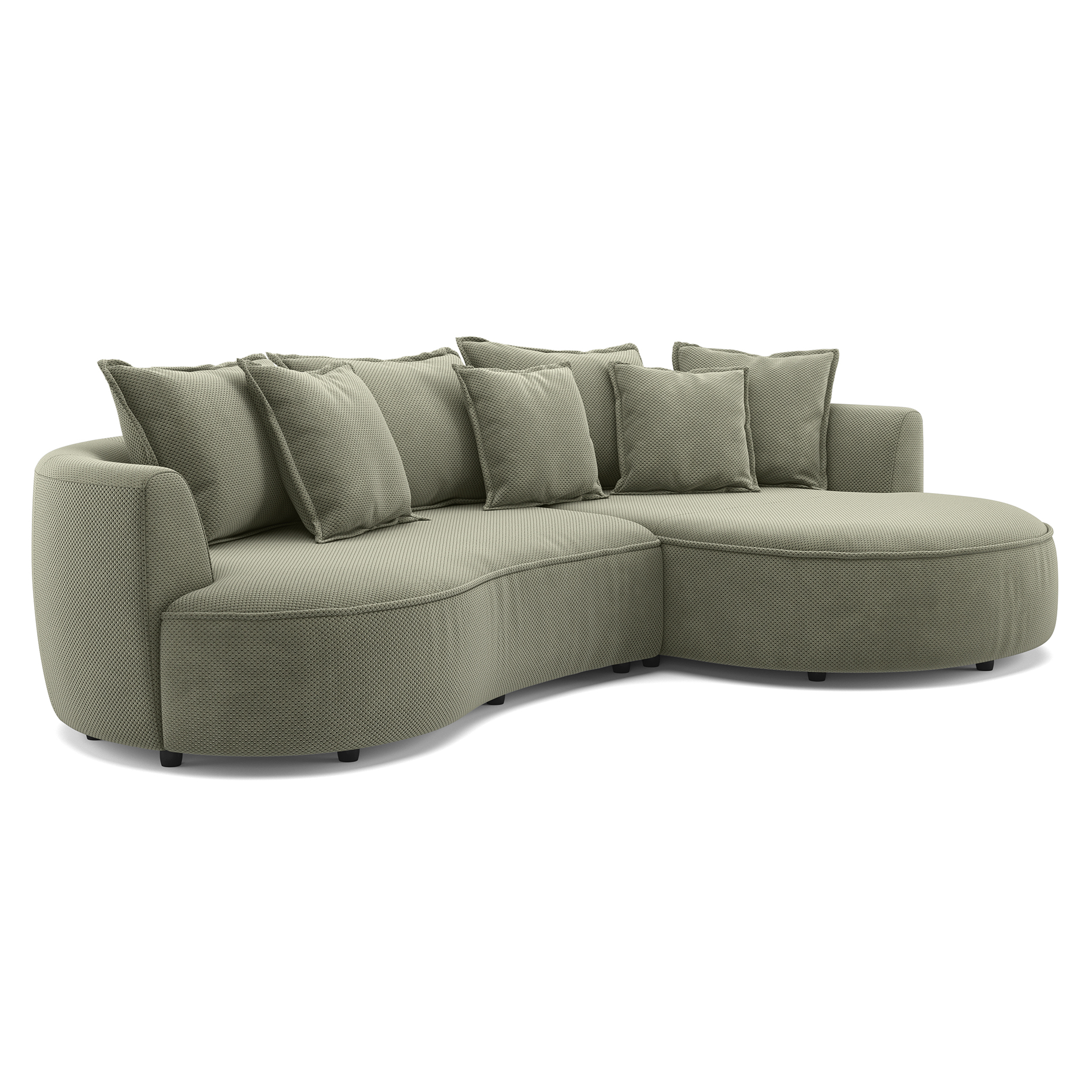 Ecksofa - turtle - Samt - 287 cm - Recamiere rechts