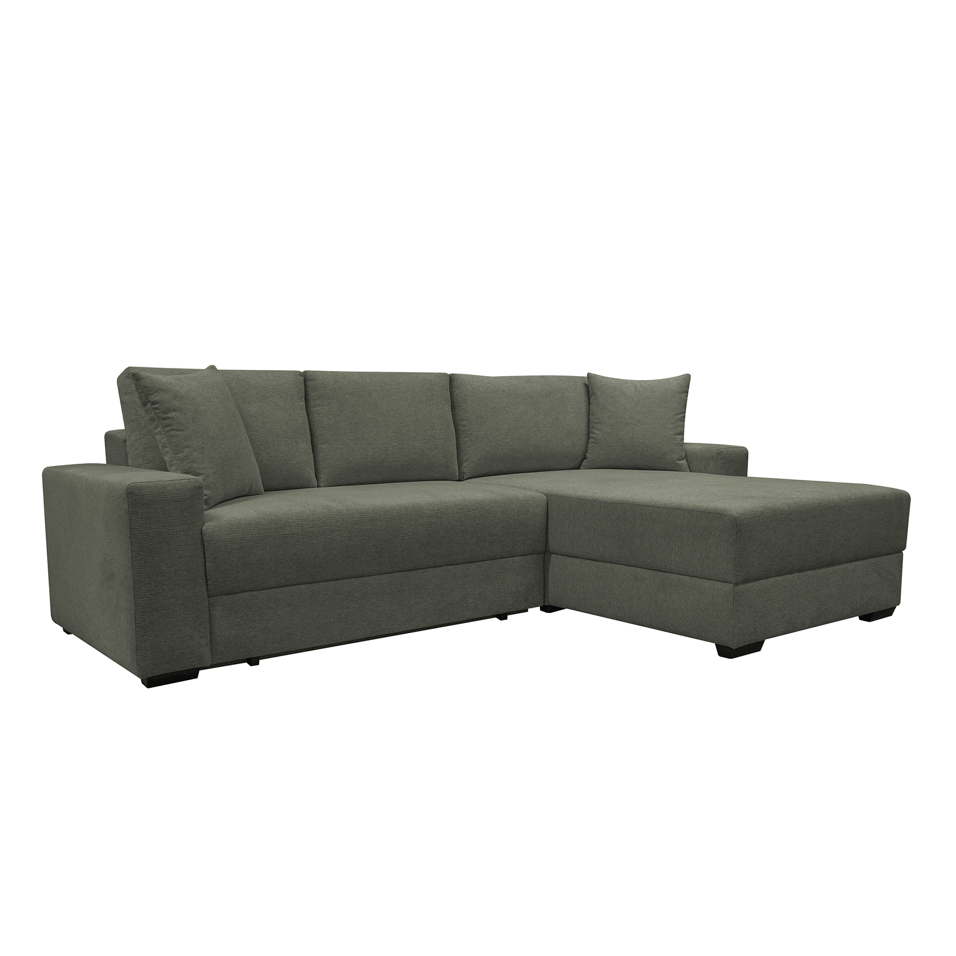 Ecksofa - wintermoos - Webstoff - Dauerschläfer mit Staukasten