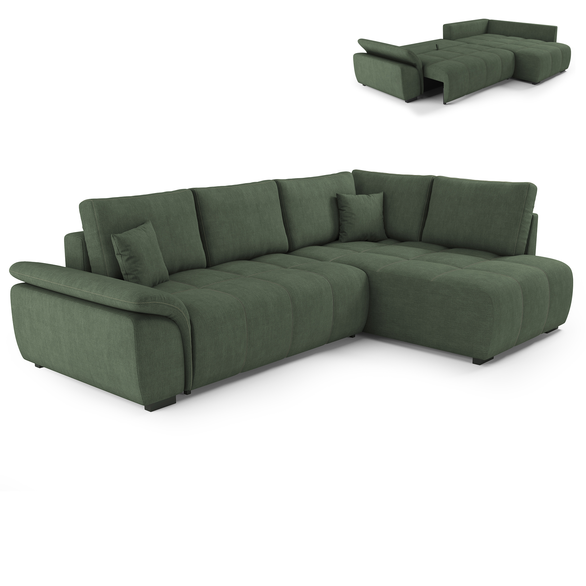 Ecksofa - wintermoss - Boxspringfederung - Staukasten - Dauerschläfer