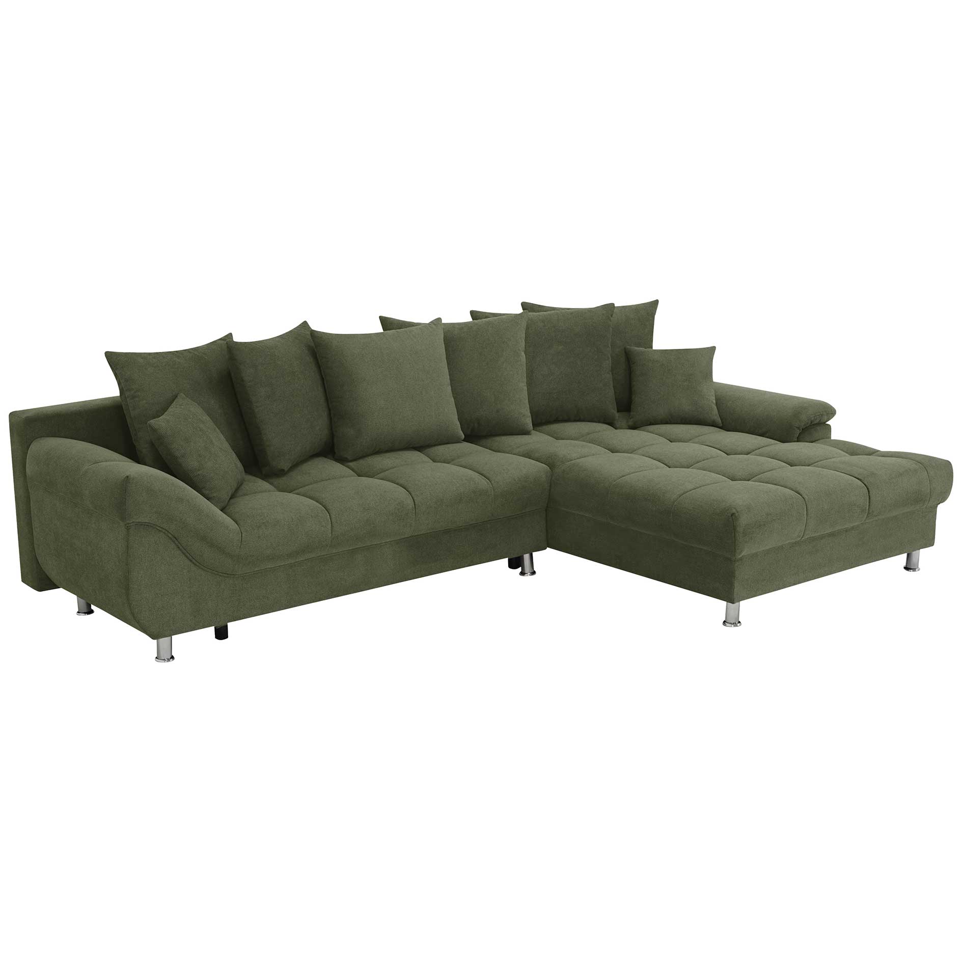 Ecksofa - wintermoss - Liegefunktion - Staukasten - mit Kissen - Ottomane rechts