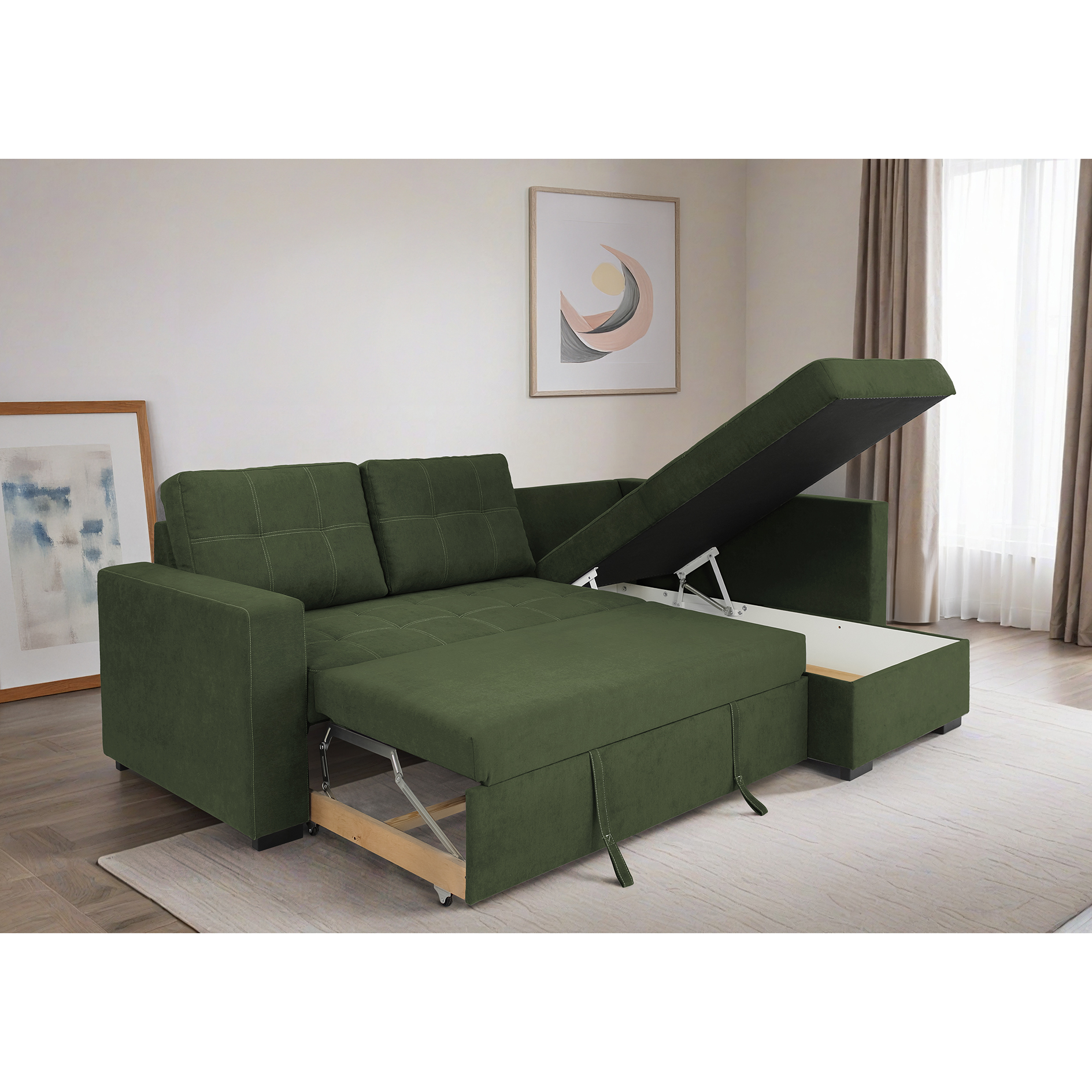 Ecksofa - wintermoss - Liegefunktion - Staukasten - Webstoff