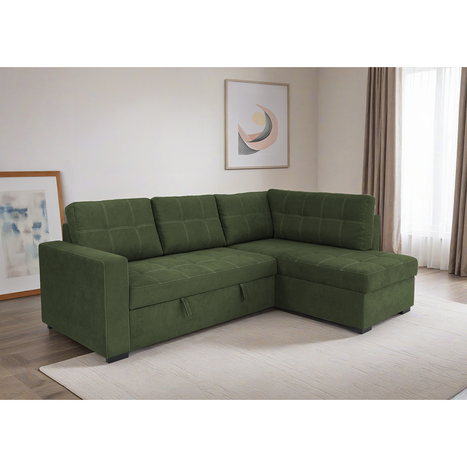 Ecksofa - wintermoss - Liegefunktion - Staukasten - Webstoff
