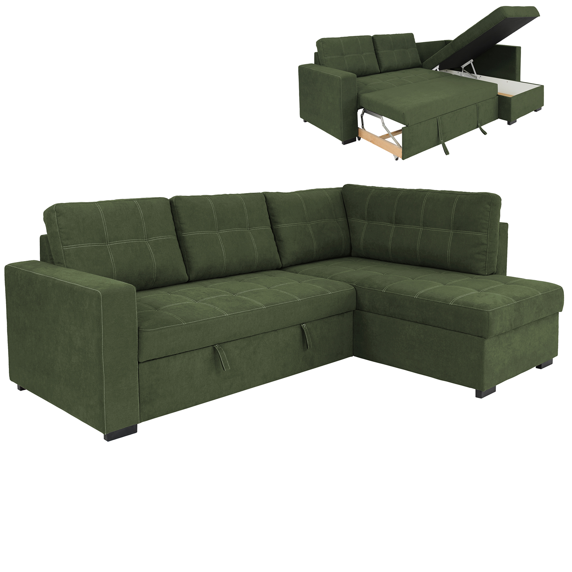 Ecksofa - wintermoss - Liegefunktion - Staukasten - Webstoff