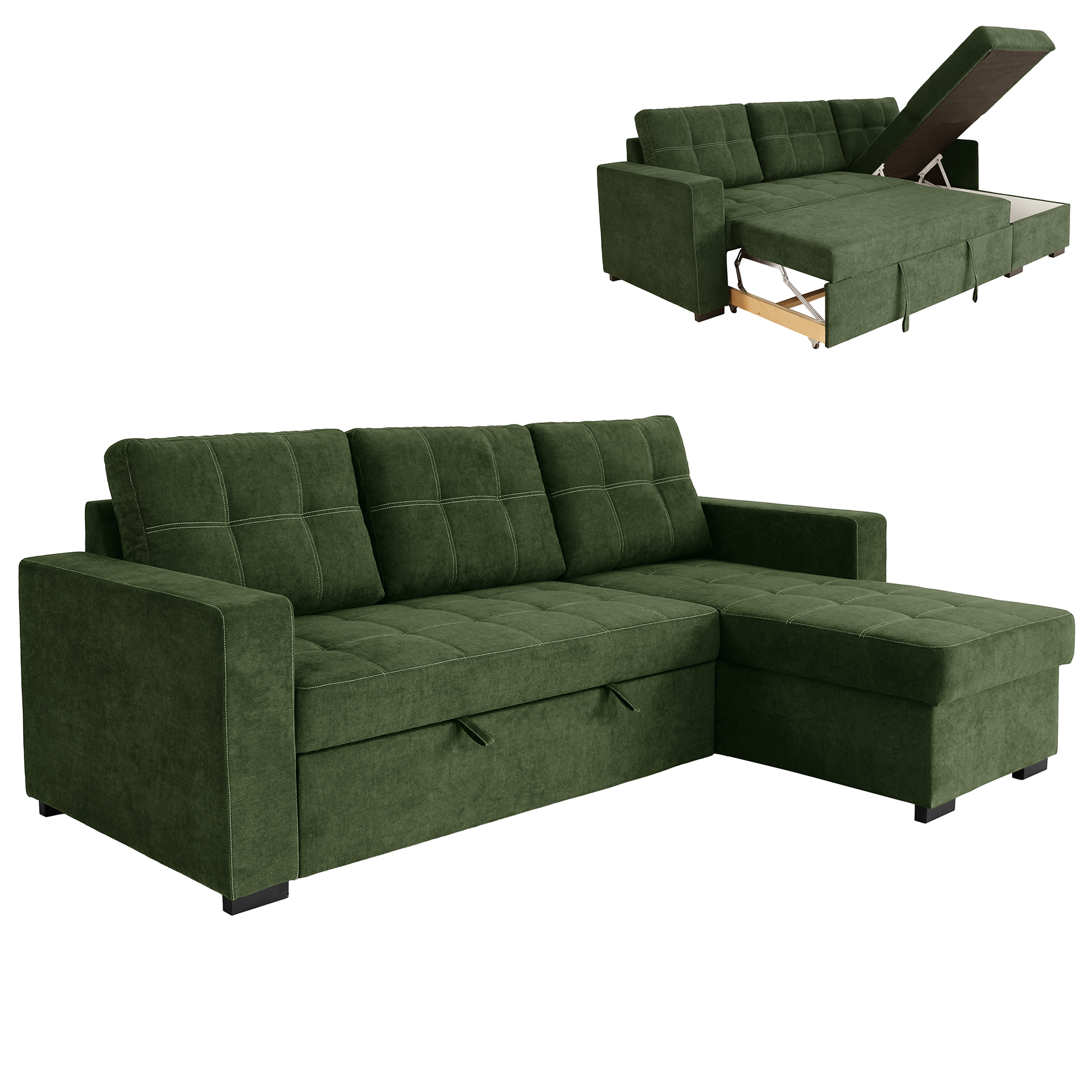 Ecksofa - wintermoss - Liegefunktion und Staukasten