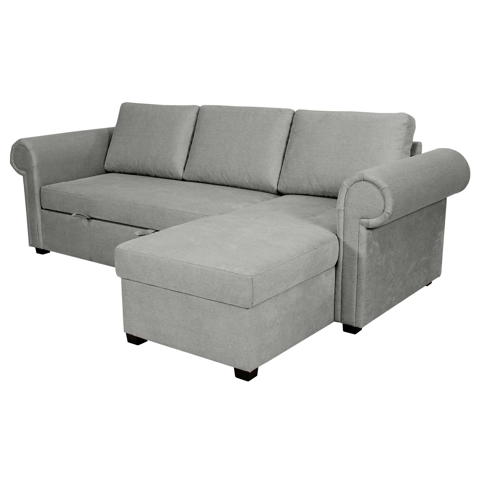 Ecksofas - silver - Webstoff - mit Liegefunktion und Staukasten