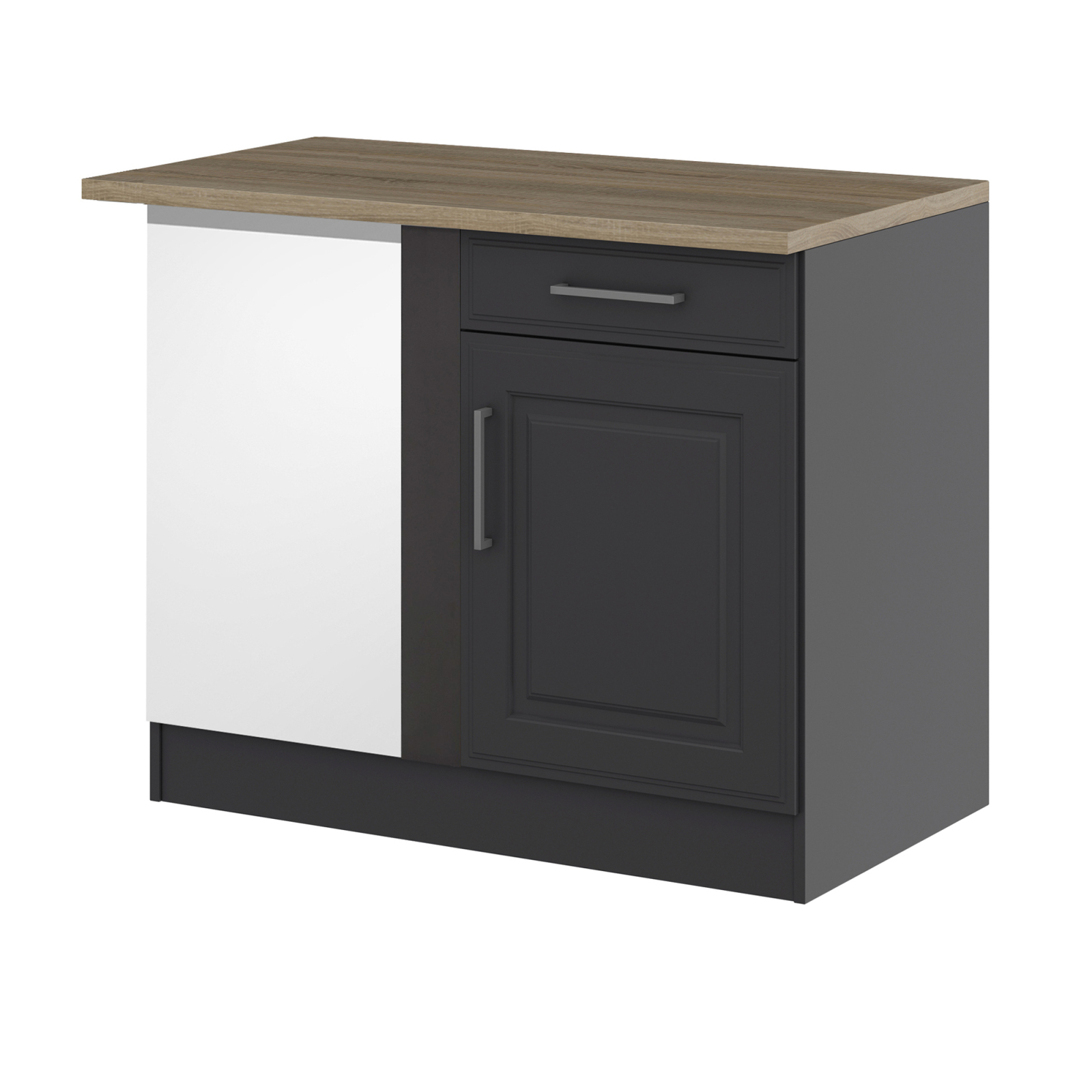 Eckunterschrank BOLOGNA - grau-graphit - Sonoma Eiche - 110 cm breit