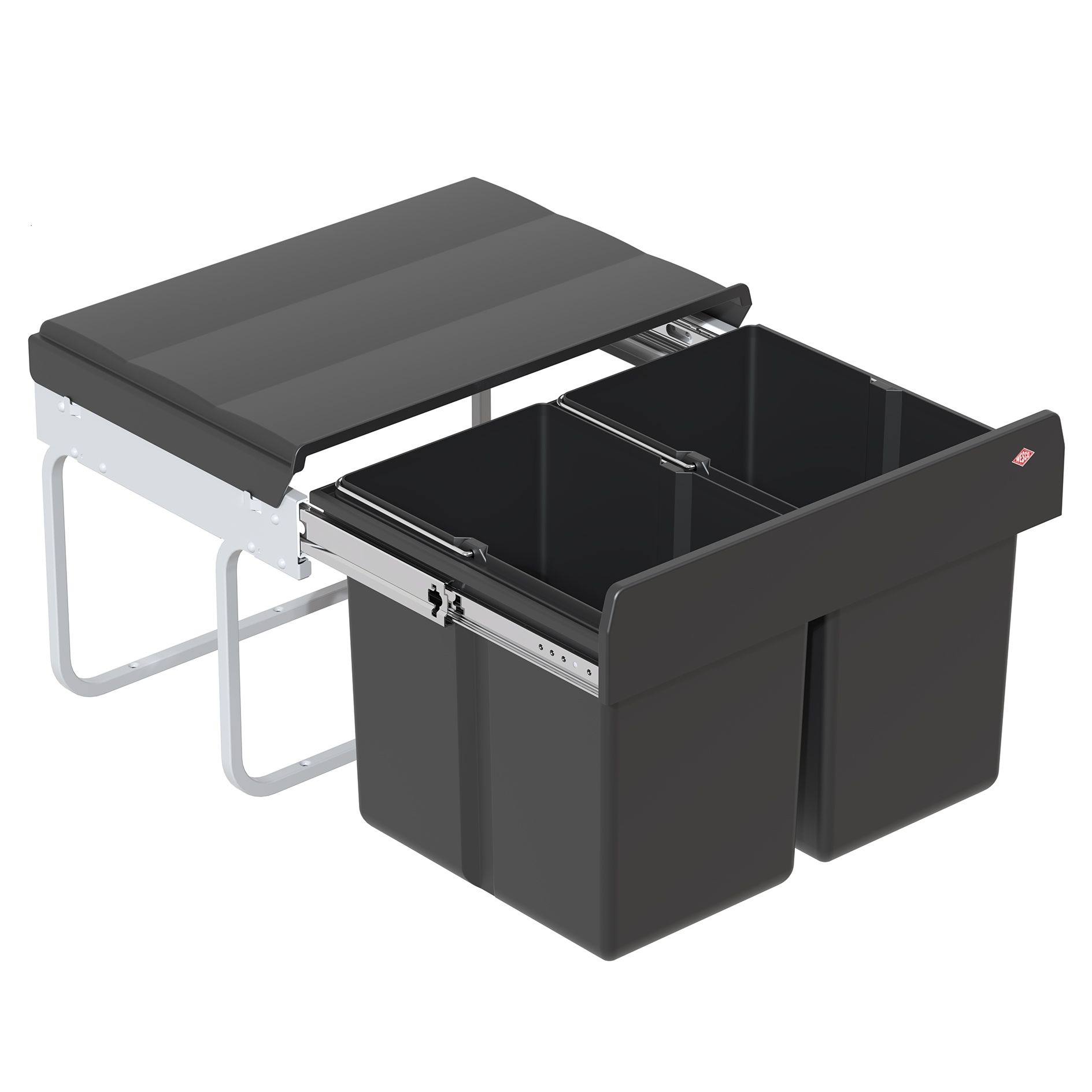 Einbau-Abfallsammler - anthrazit - 2x 15 Liter