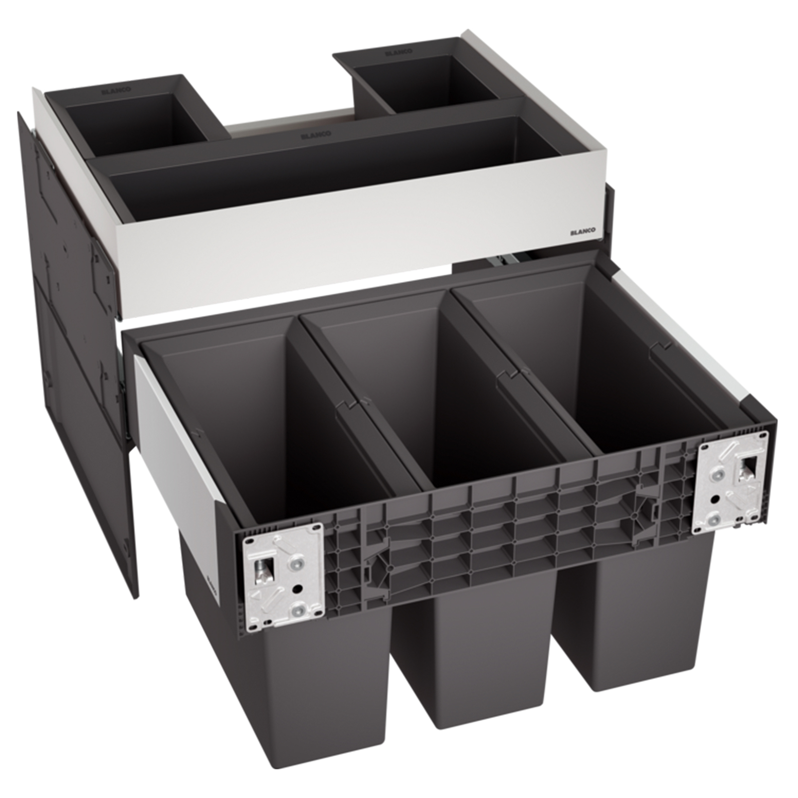 Einbau-Mülltrennsystem - schwarz-grau - 3 x 15 Liter