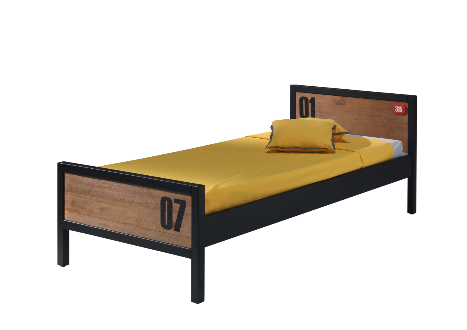 Einzelbett ALEX - teilmassiv - 90x200 cm