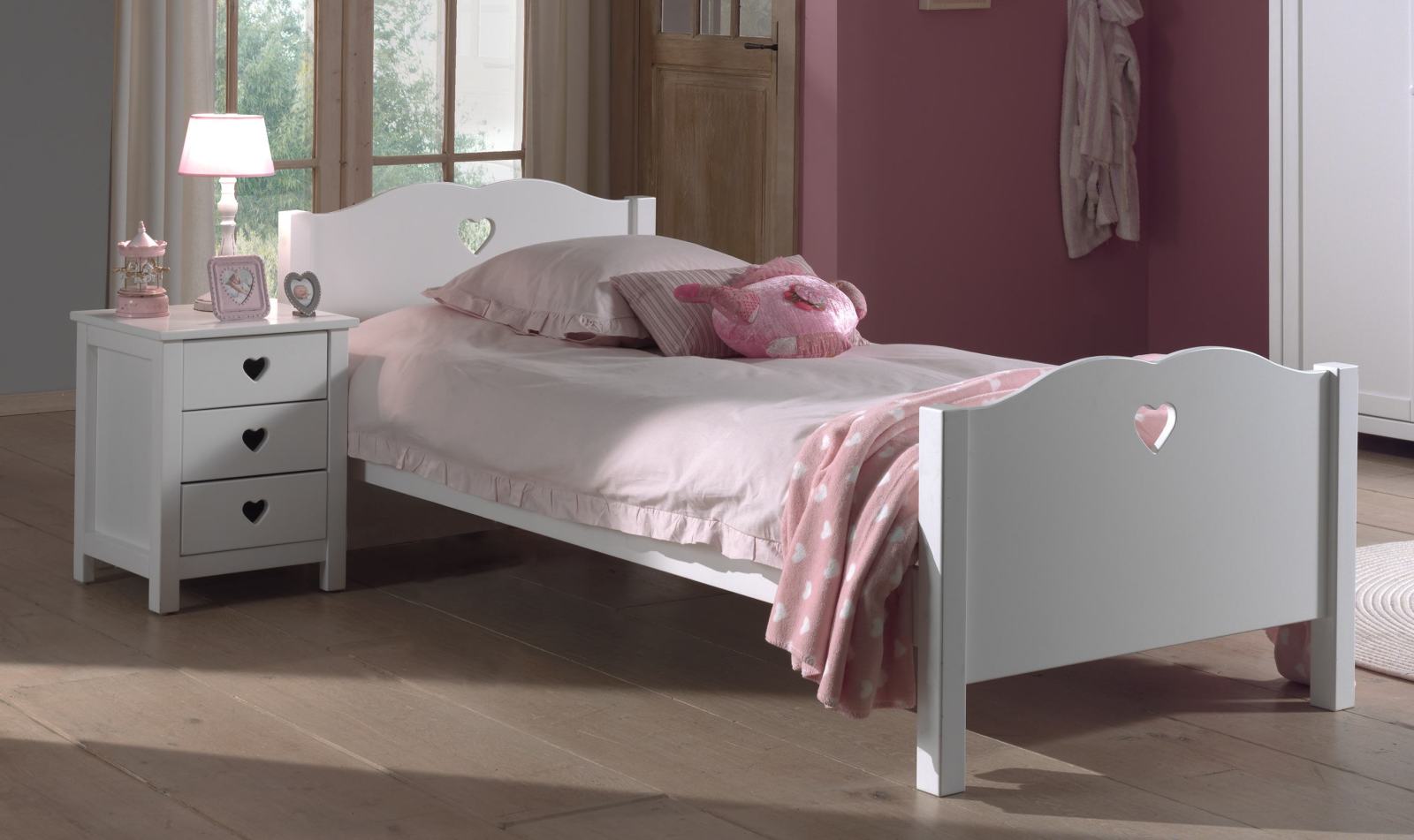Einzelbett AMORI - weiß - mit Lattenrost - 90x200 cm