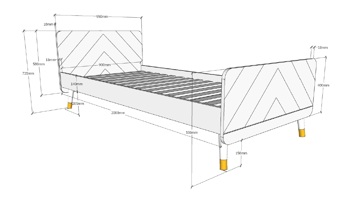 Einzelbett BILLY - terra-rosa - 90x200 cm
