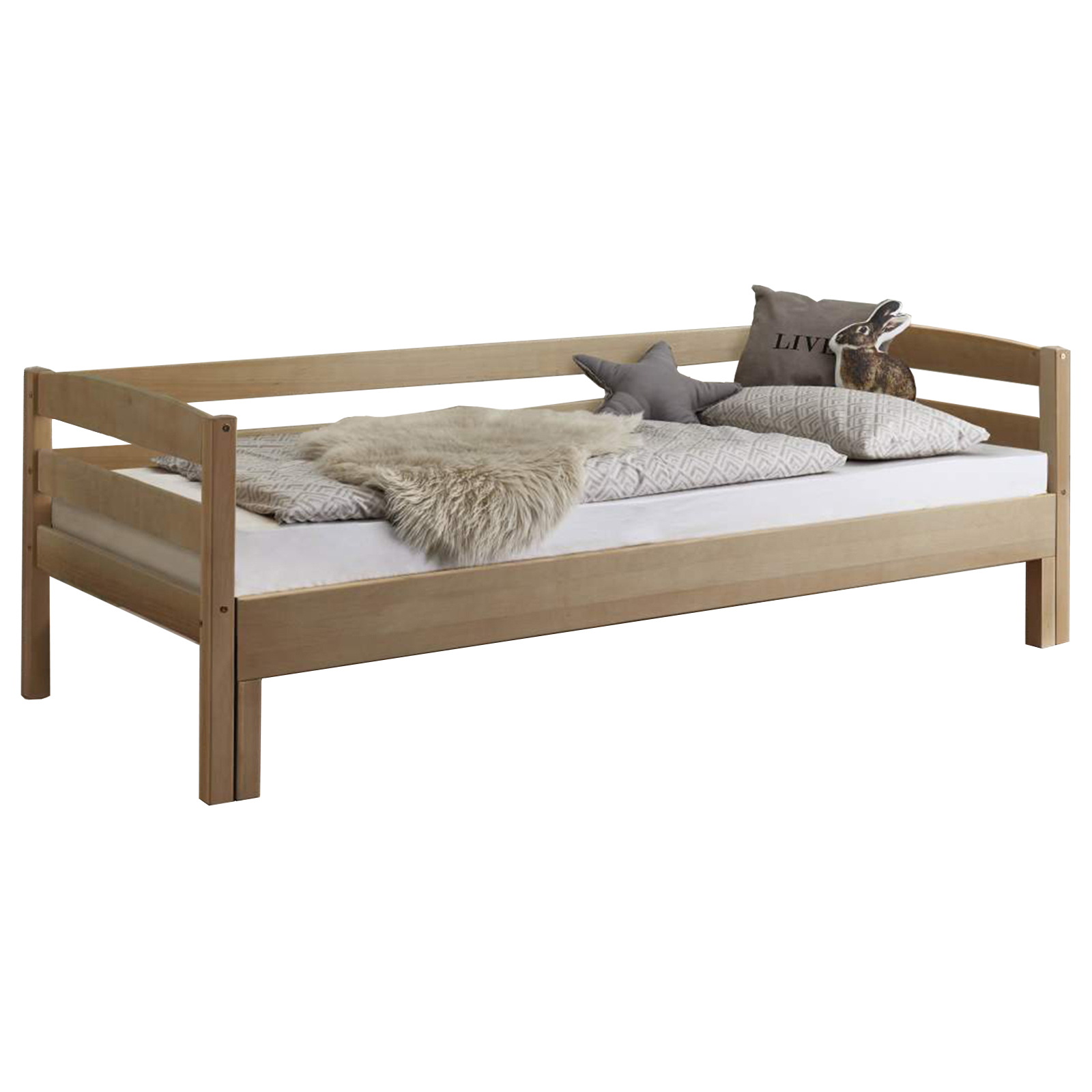 Einzelbett EMILIA - natur - Buche massiv - erweiterbar