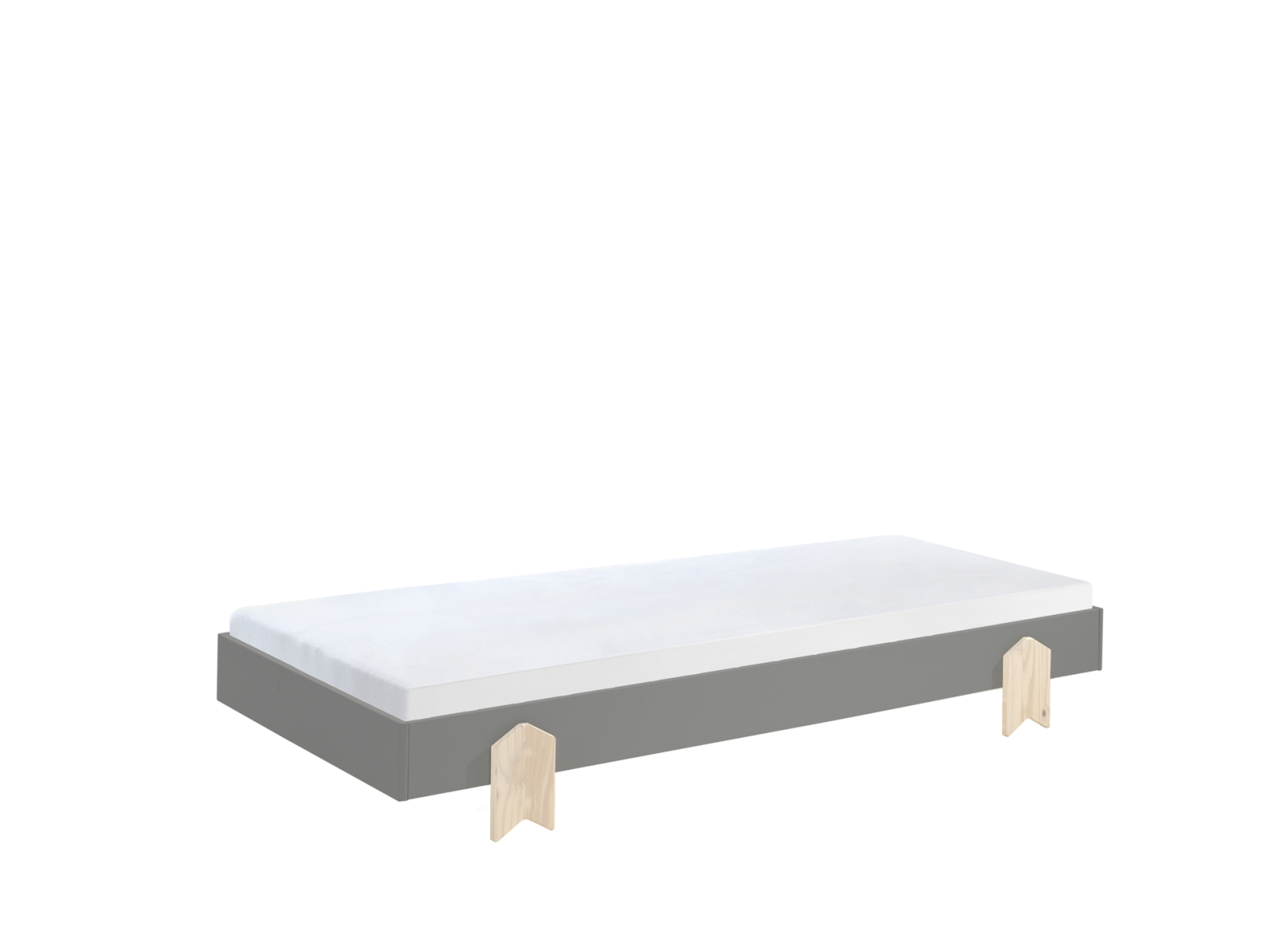 Einzelbett MODULO - grau - stapelbar - Pfeil - 90x200 cm