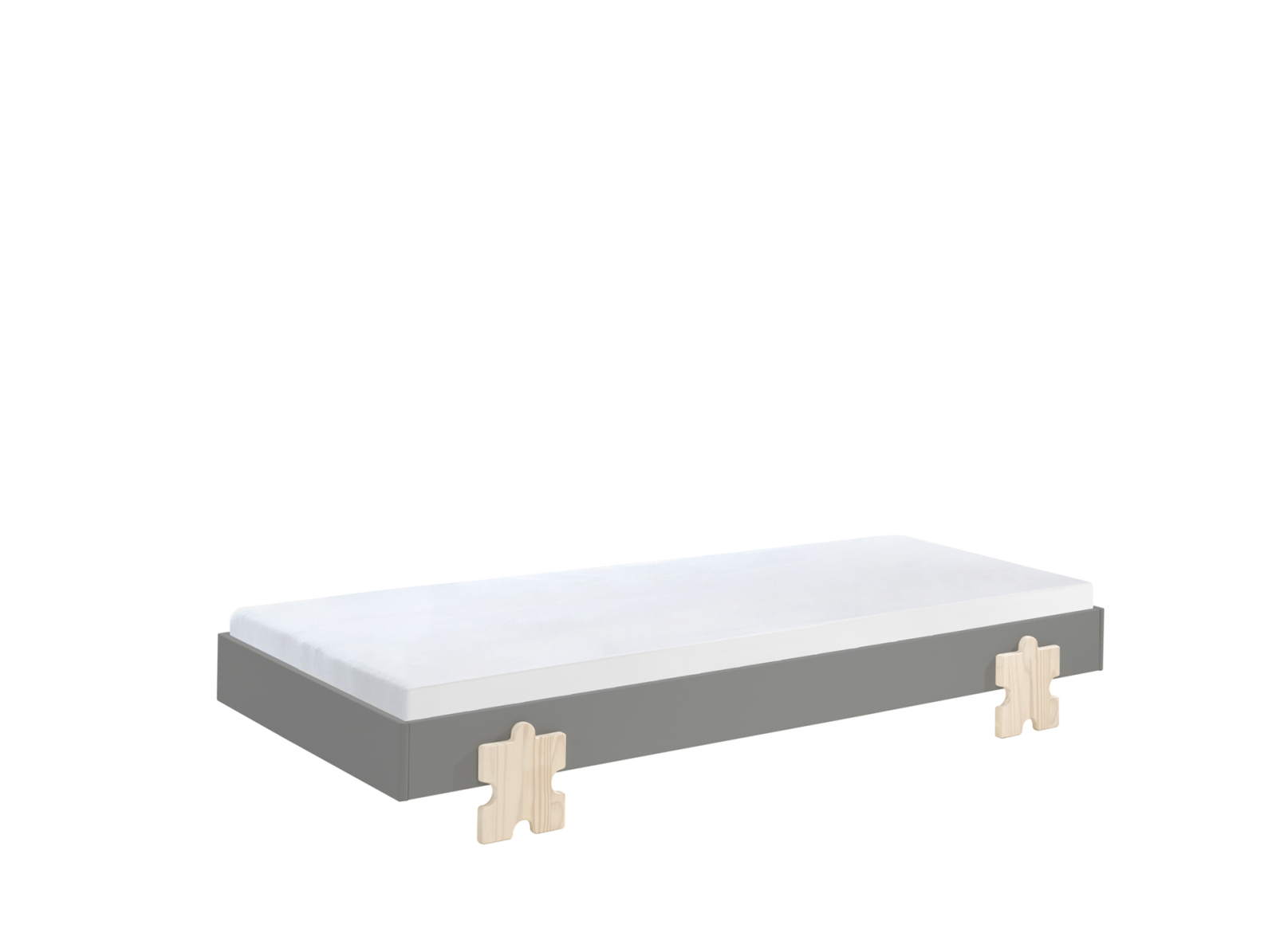 Einzelbett MODULO - grau - stapelbar - Puzzle - 90x200 cm