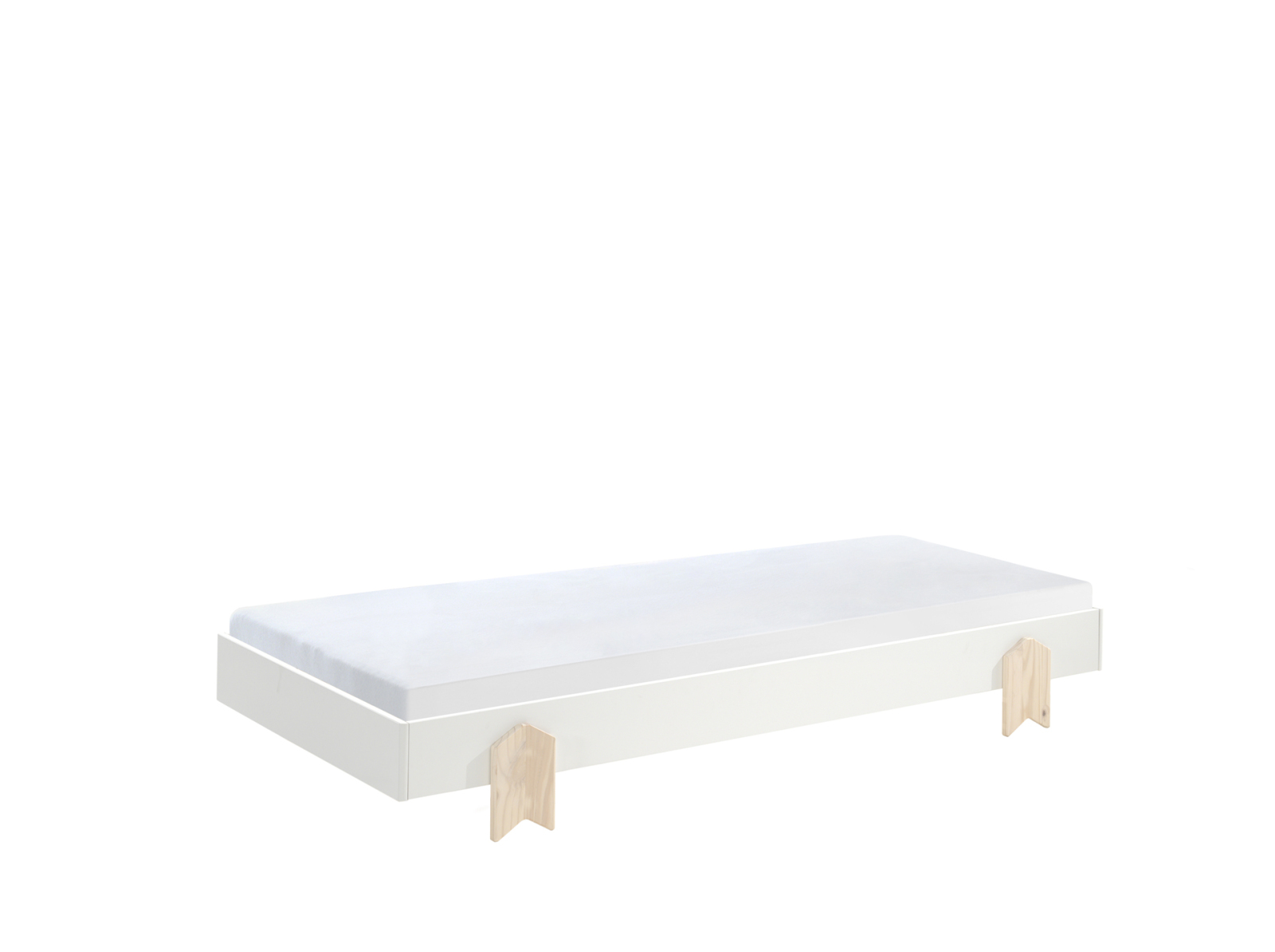 Einzelbett MODULO - weiß - stapelbar - Pfeil - 90x200 cm