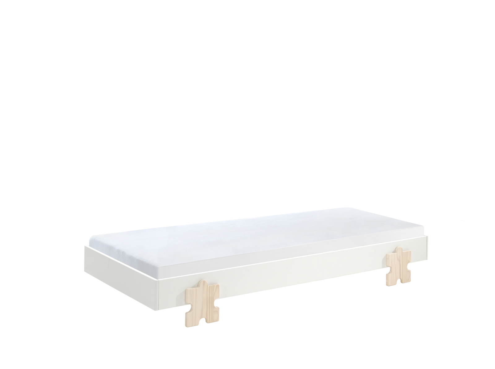 Einzelbett MODULO - weiß - stapelbar - Puzzle - 90x200 cm