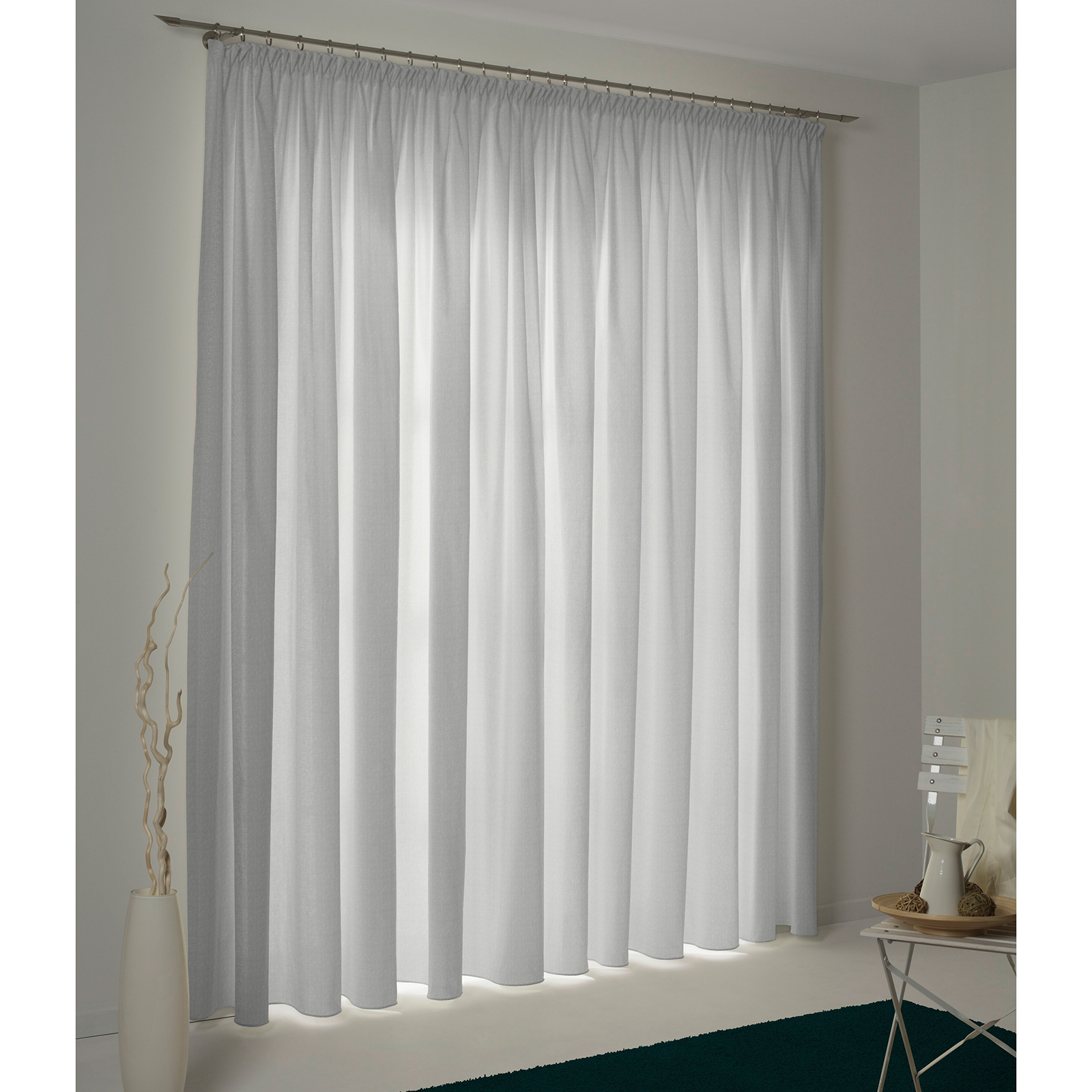 Einzelschal mit Kräuselband UNI COLLECTION LIGHT - hellgrau - 145x245 cm