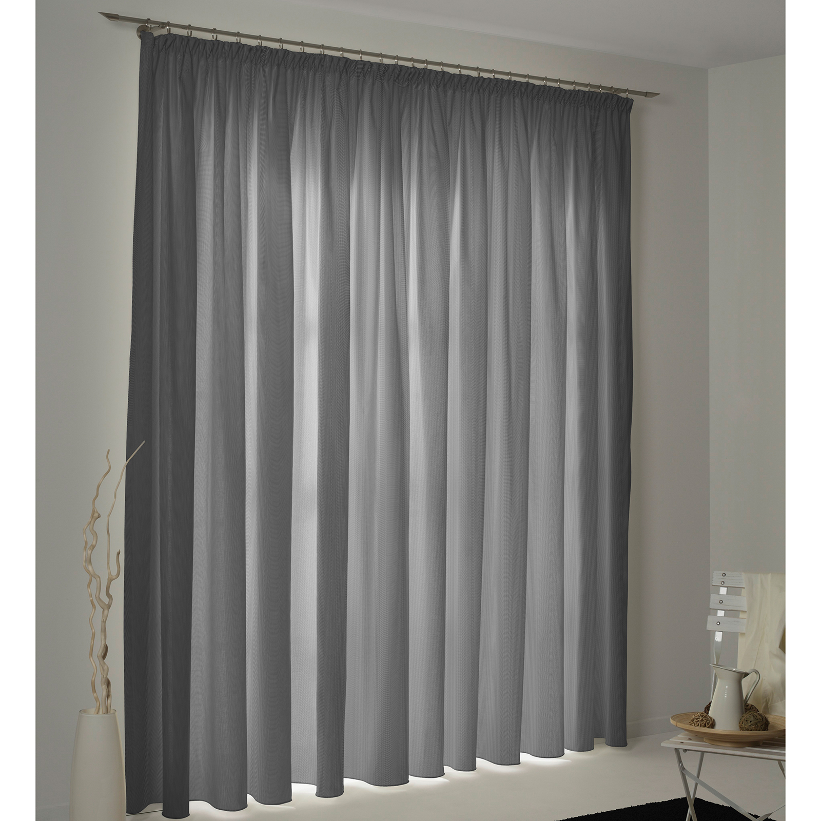 Einzelschal mit Kräuselband UNI COLLECTION LIGHT - schwarz - 145x145 cm