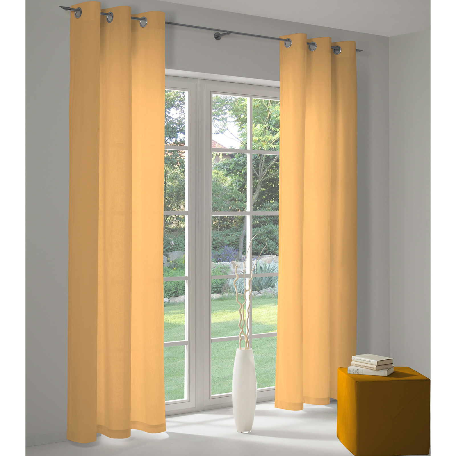 Einzelschal mit Ösen UNI COLLECTION LIGHT - dunkelgelb - 145x225 cm
