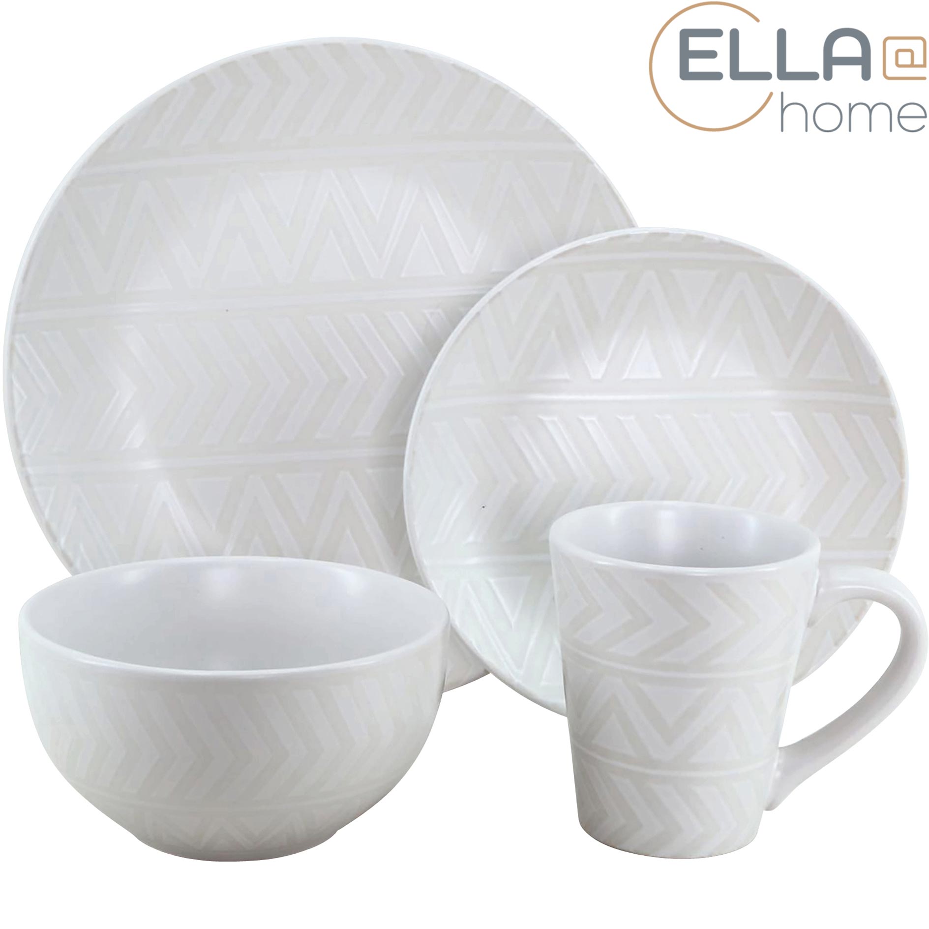 ELLA@home 16-teiliges Tafelservice - weiß - Steinzeug