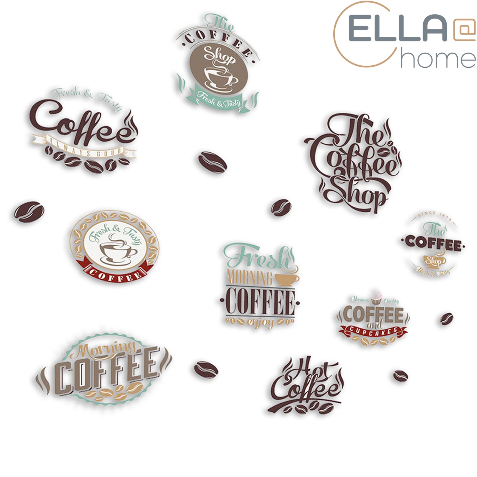 ELLA@home Wandtattoo - Kaffee-Logos - selbstklebend