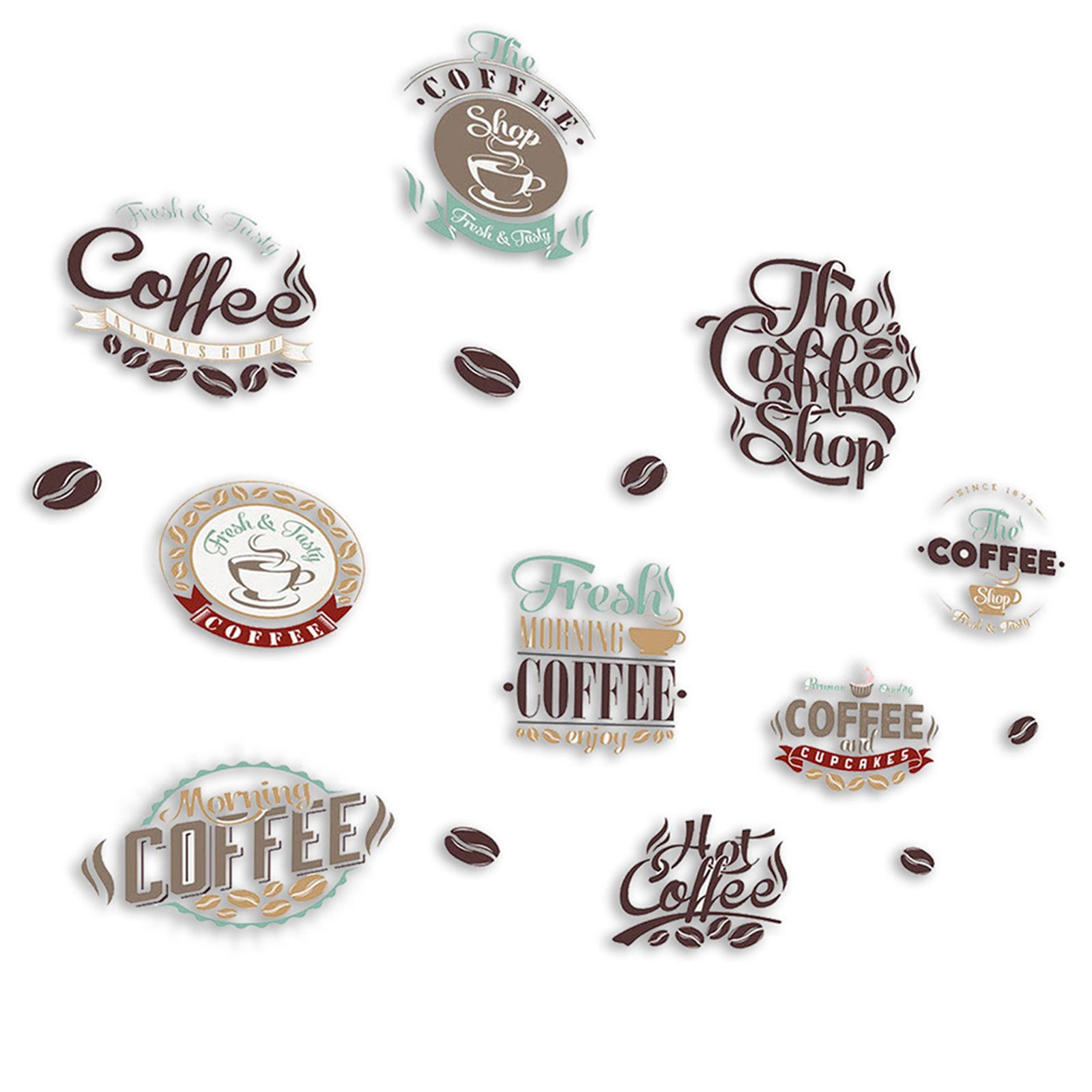 ELLA@home Wandtattoo - Kaffee-Logos - selbstklebend