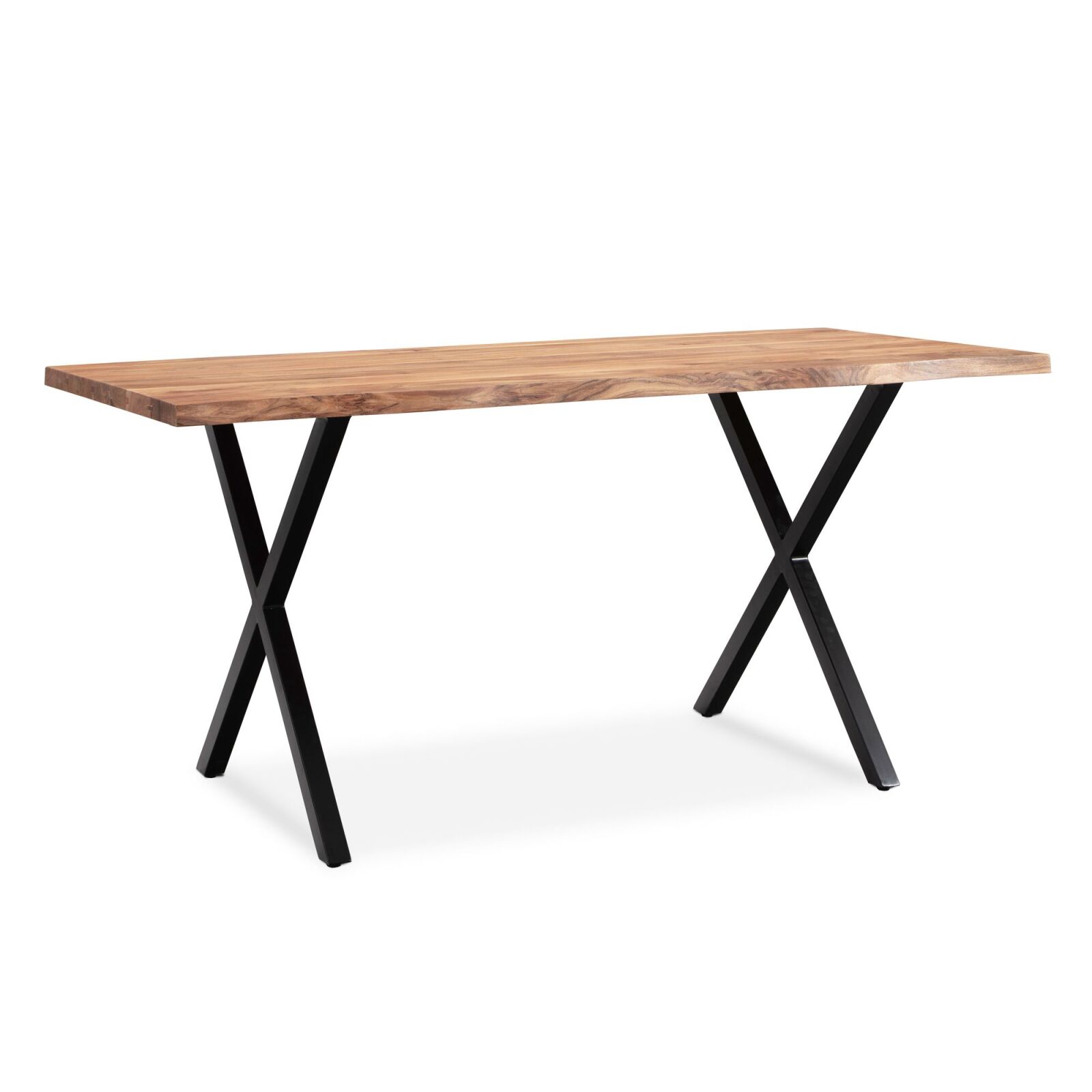 Esstisch - Akazie Massivholz - X-Beine schwarz - 120x60 cm
