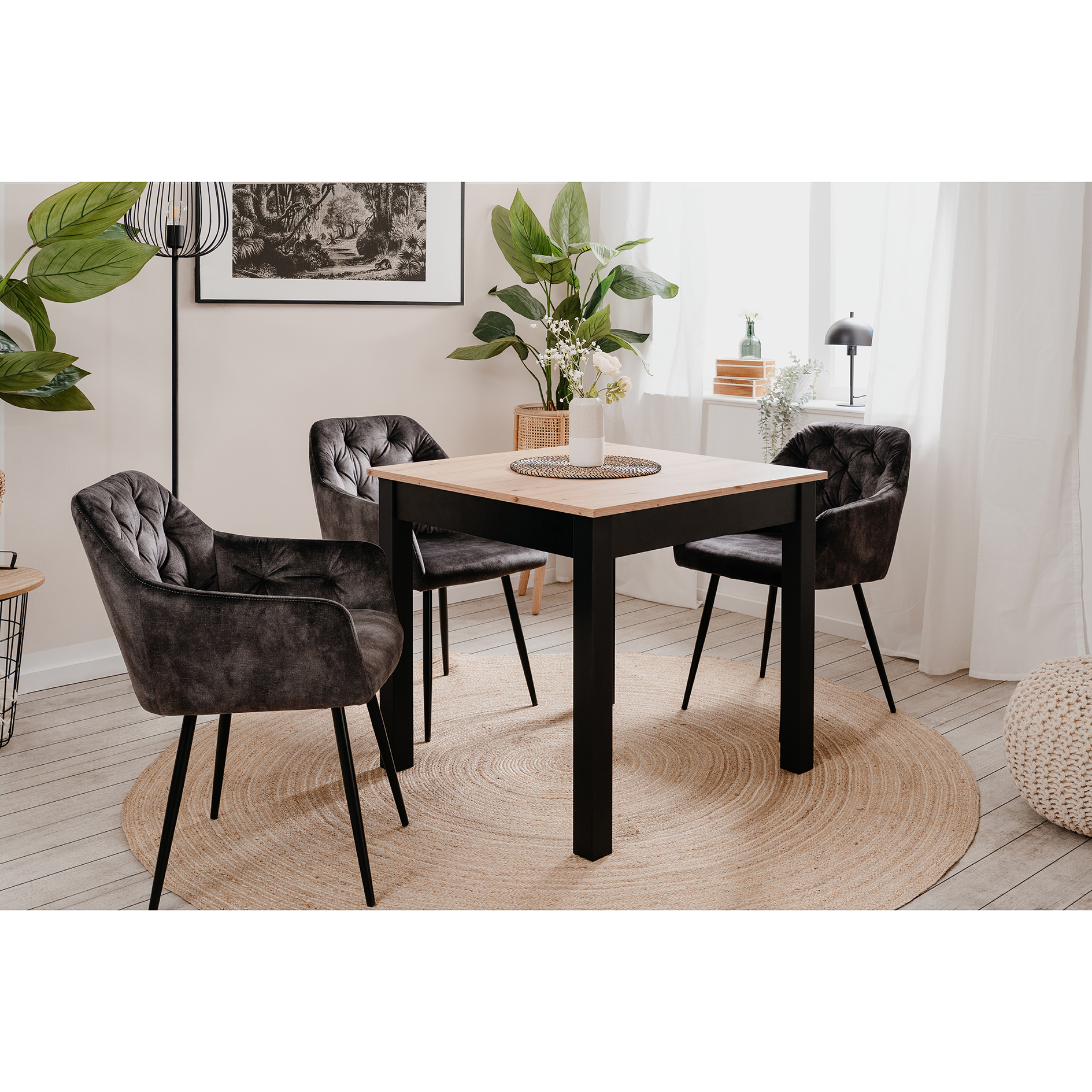 Esstisch COBURG - Artisan Eiche - anthrazit - erweiterbar