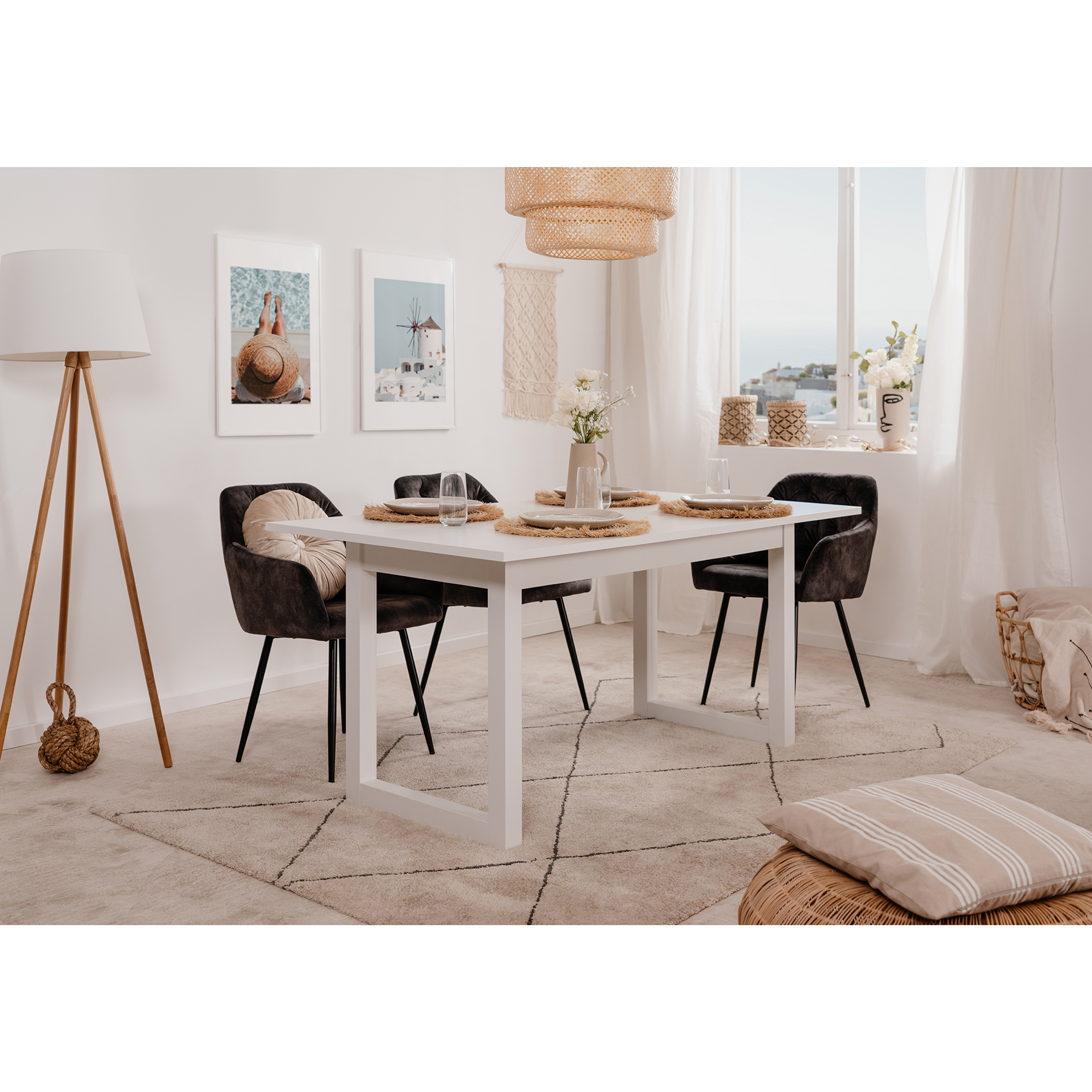 Esstisch DENVER - weiß - ausziehbar - 160-200x90 cm