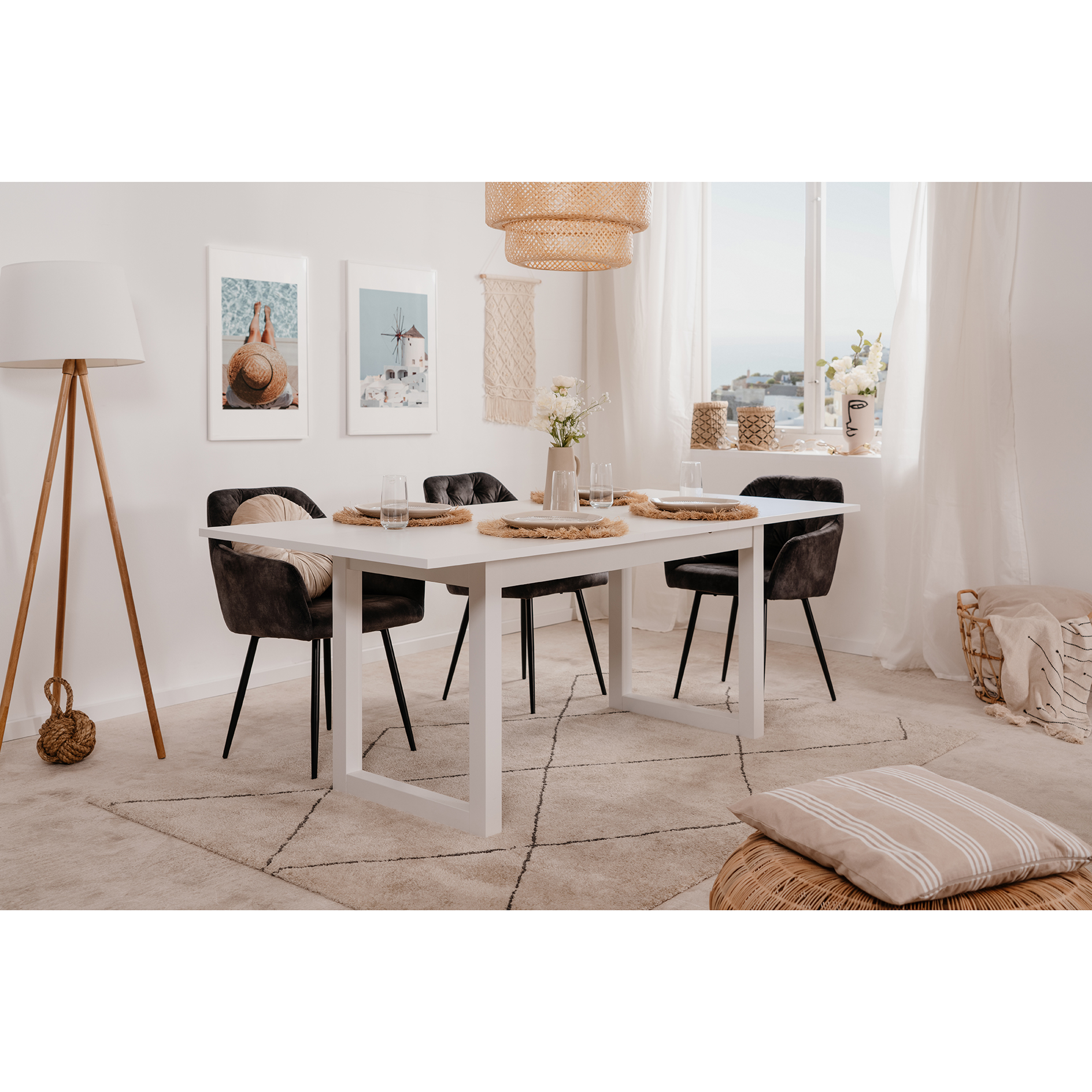 Esstisch DENVER - weiß - ausziehbar - 160-200x90 cm