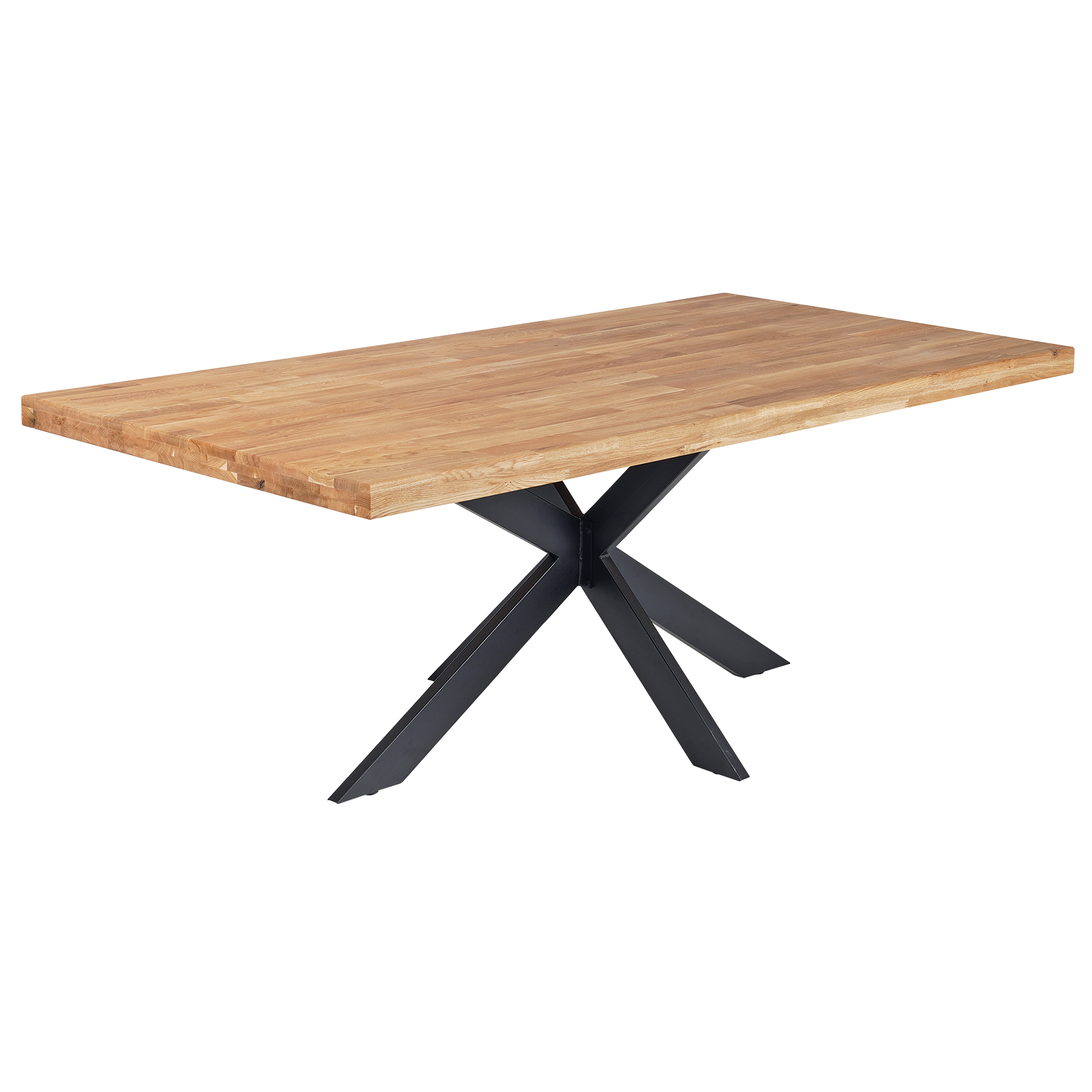 Esstisch - Eiche massiv - schwarz - Spyder-Gestell - 220x100 cm