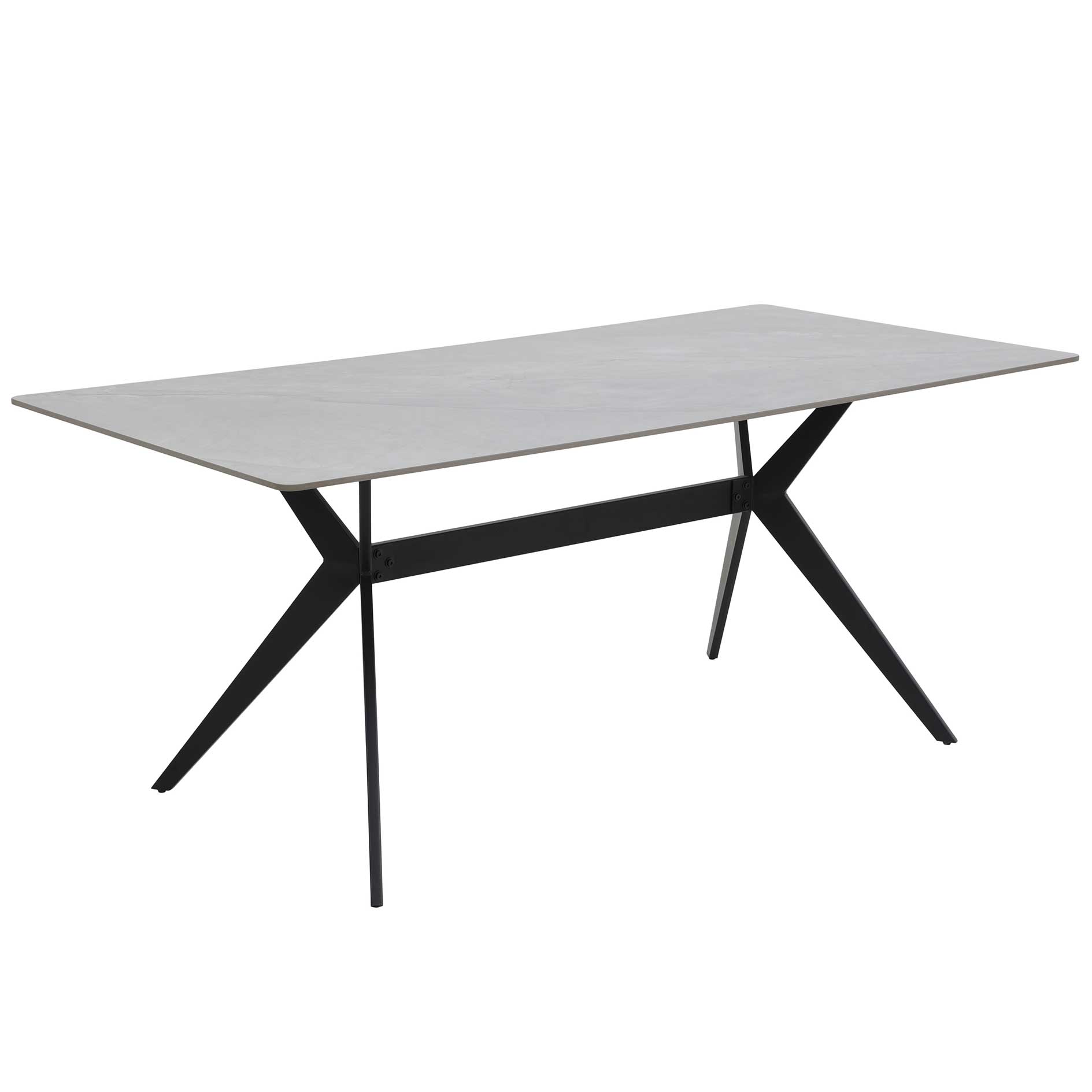 Esstisch - graue Marmoroptik - glänzend - schwarz - 180x90 cm