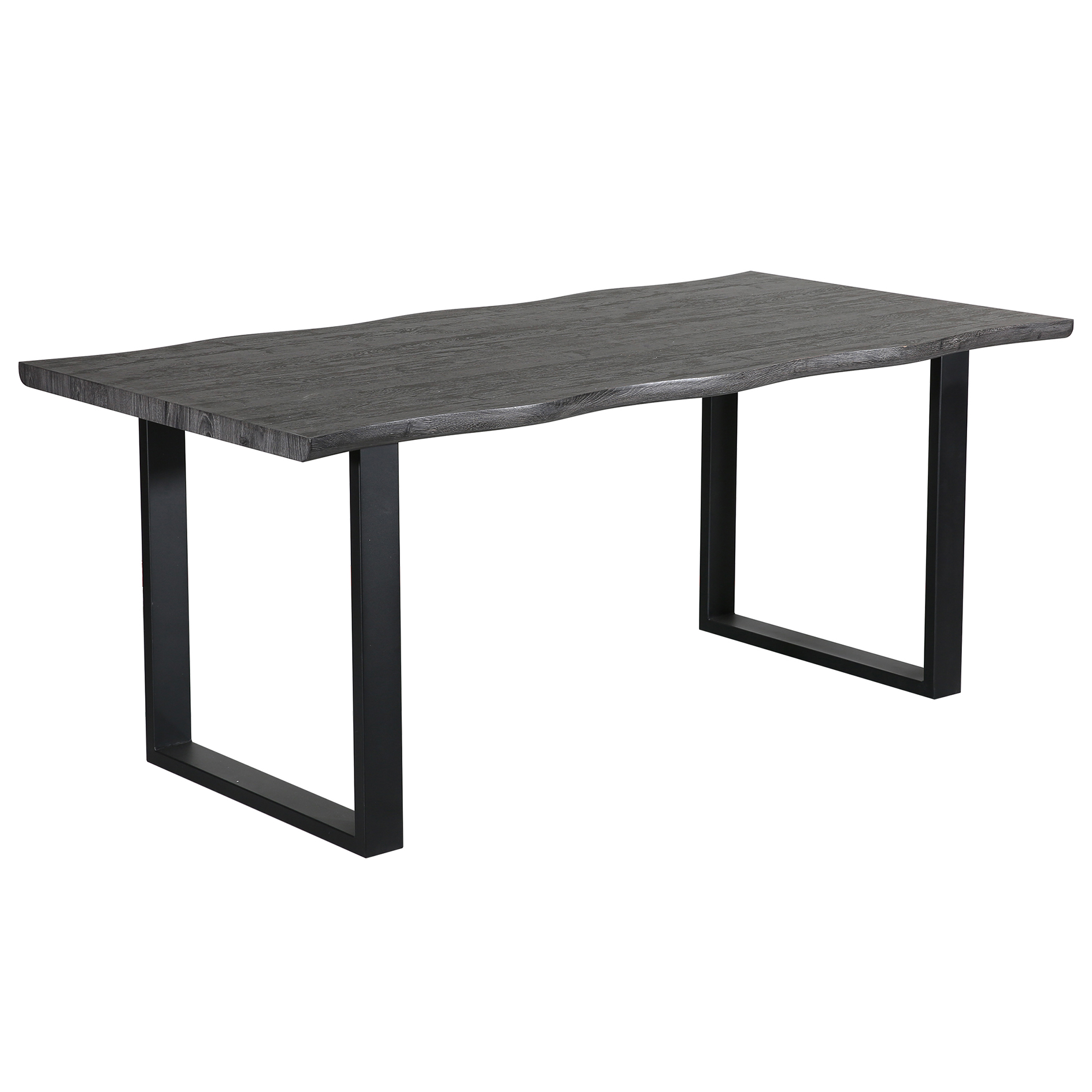 Esstisch - Holzoptik grau - schwarz - U-Gestell - 180x90 cm