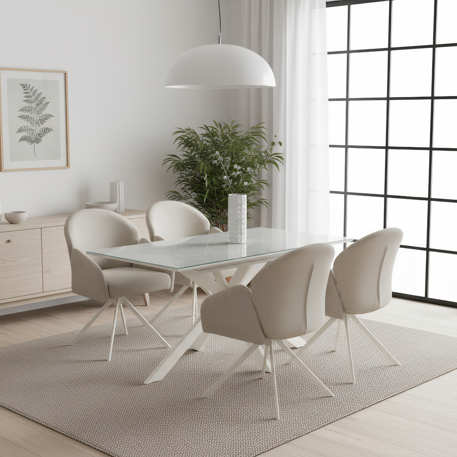 Esstisch - Keramikoptik-beige - ausziehbar bis 180 cm