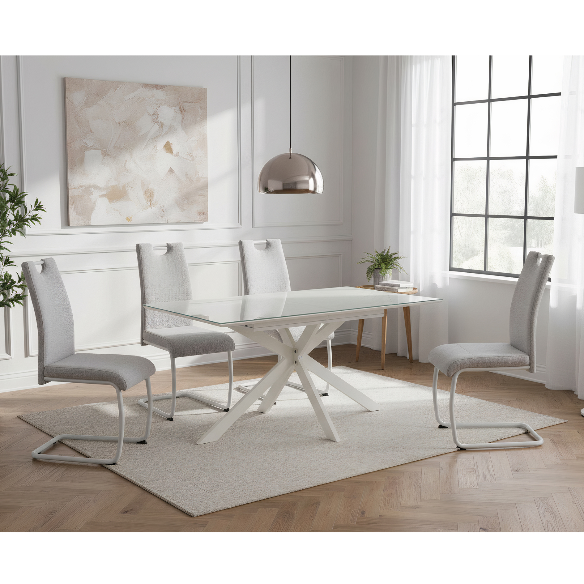  Esstisch - Keramikoptik-beige - ausziehbar bis 180 cm