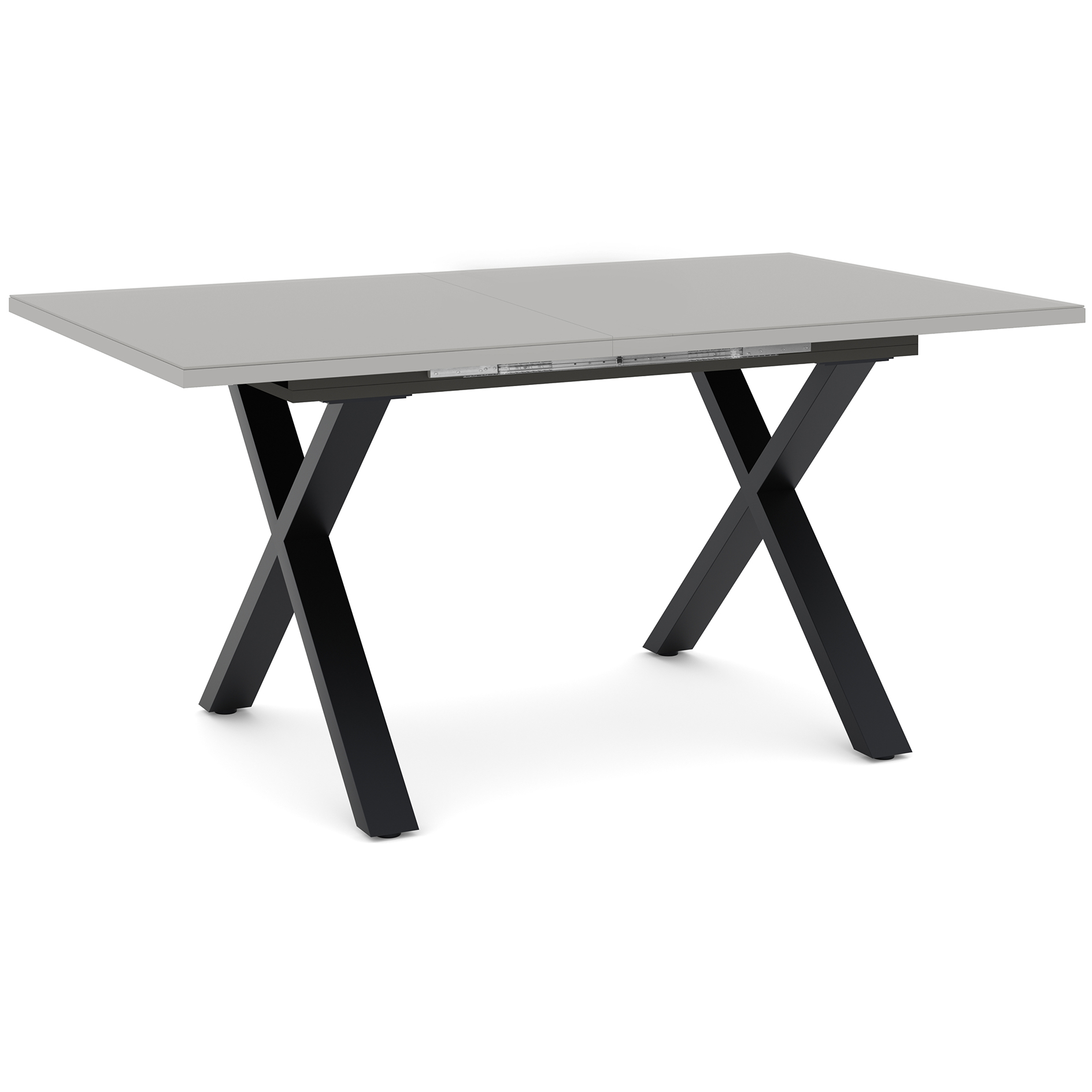 Esstisch - kreidegrau-schwarz - X-Gestell - ausziehbar - 160-210 cm