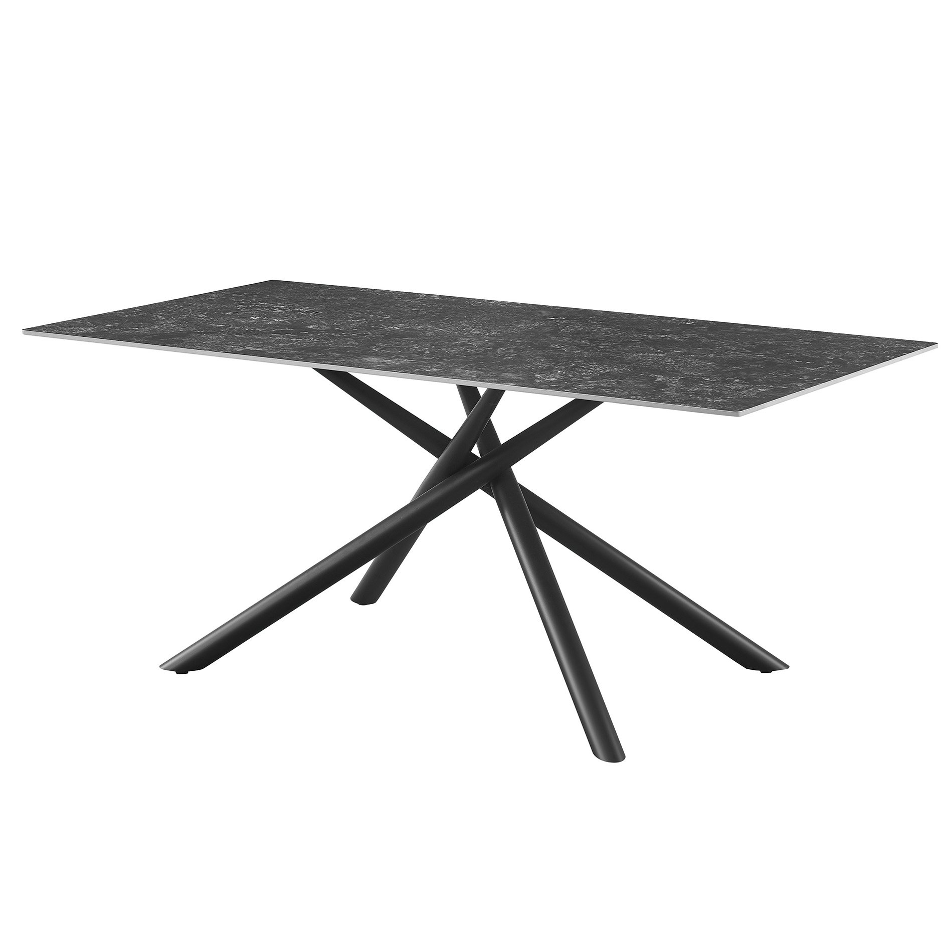 Esstisch - Marmoroptik - schwarz - 180x90 cm