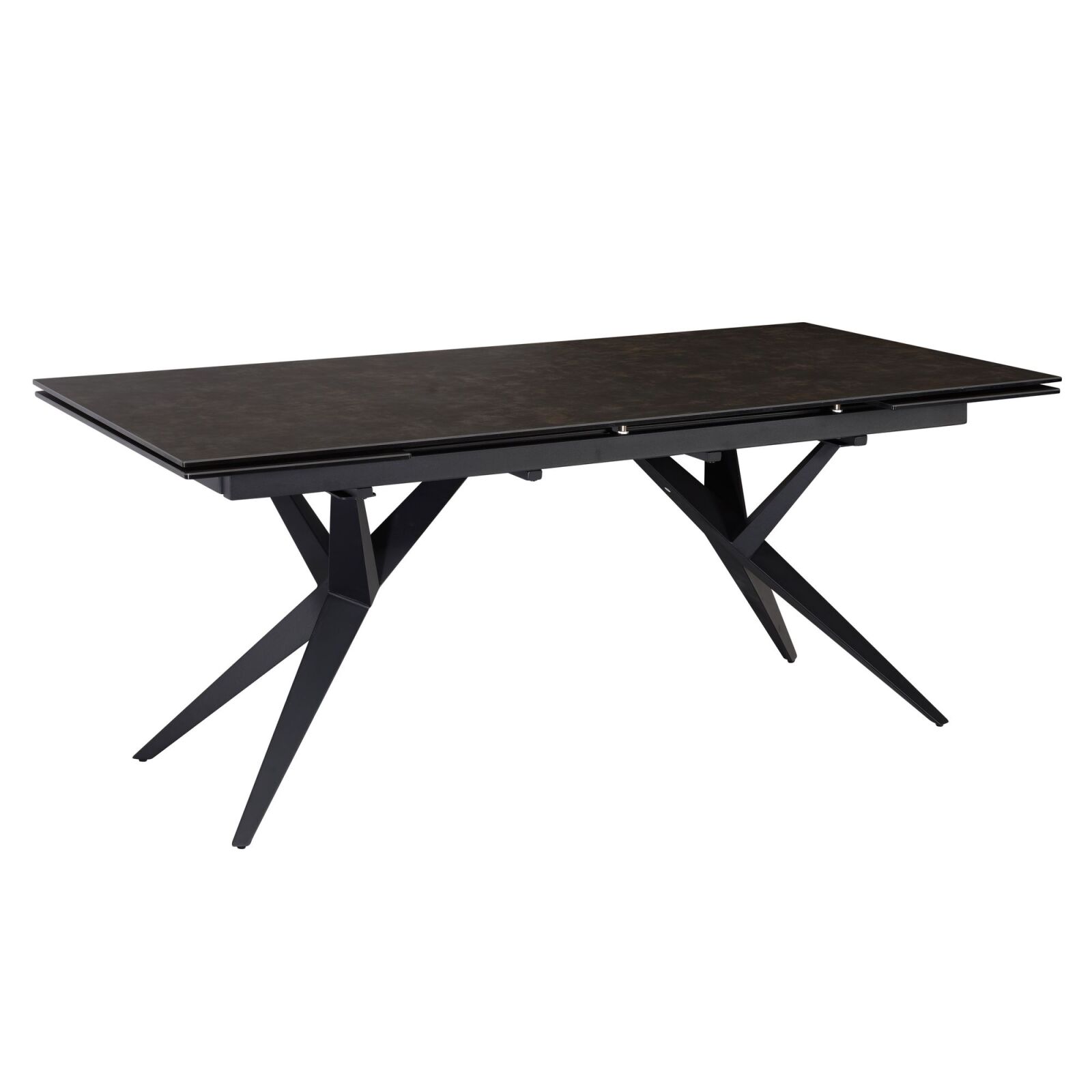 Esstisch - Marmoroptik schwarz - schwarz matt - 4-Fuß-X-Gestell - ausziehbar - 180-260x95 cm