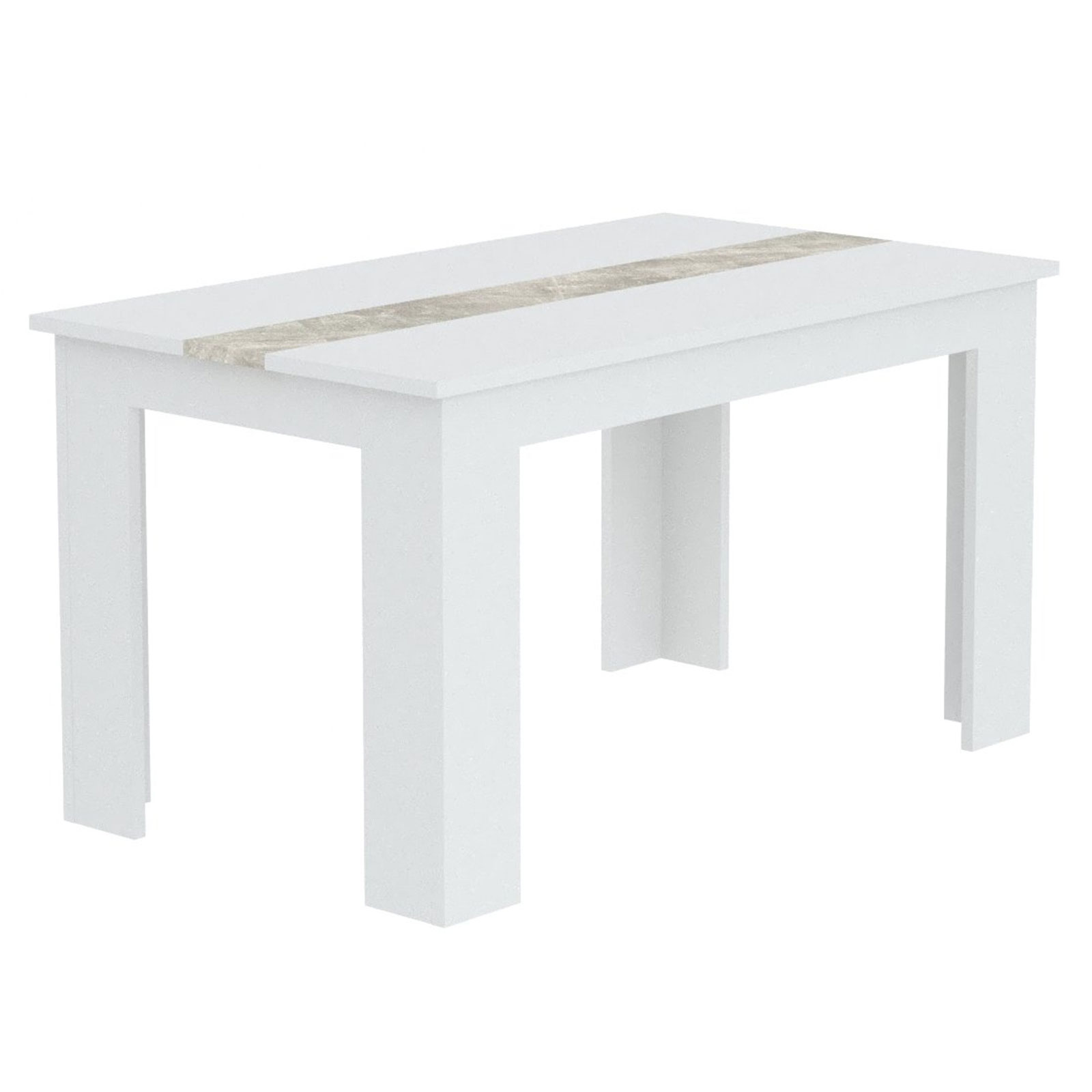 Esstisch MIKE - weiß - Beton - 138 cm