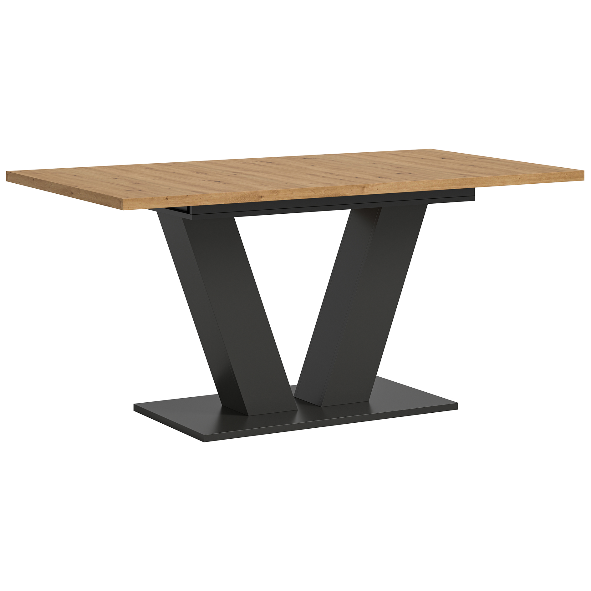 Esstisch MOTION - Artisan Eiche - grau - ausziehbar - V-Gestell