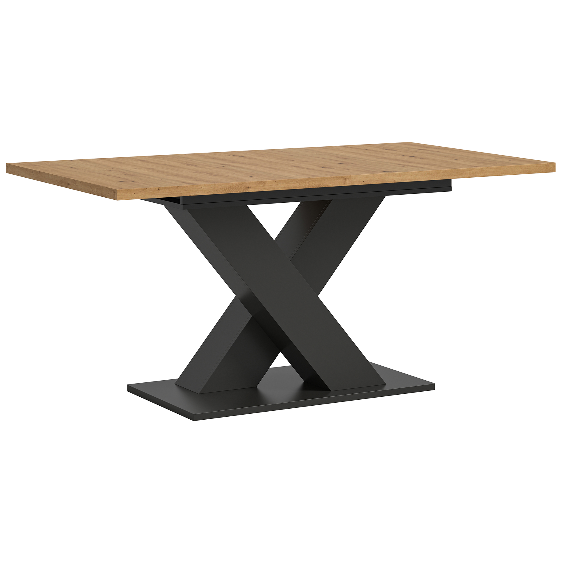 Esstisch MOTION - Artisan Eiche - grau - ausziehbar - X-Gestell