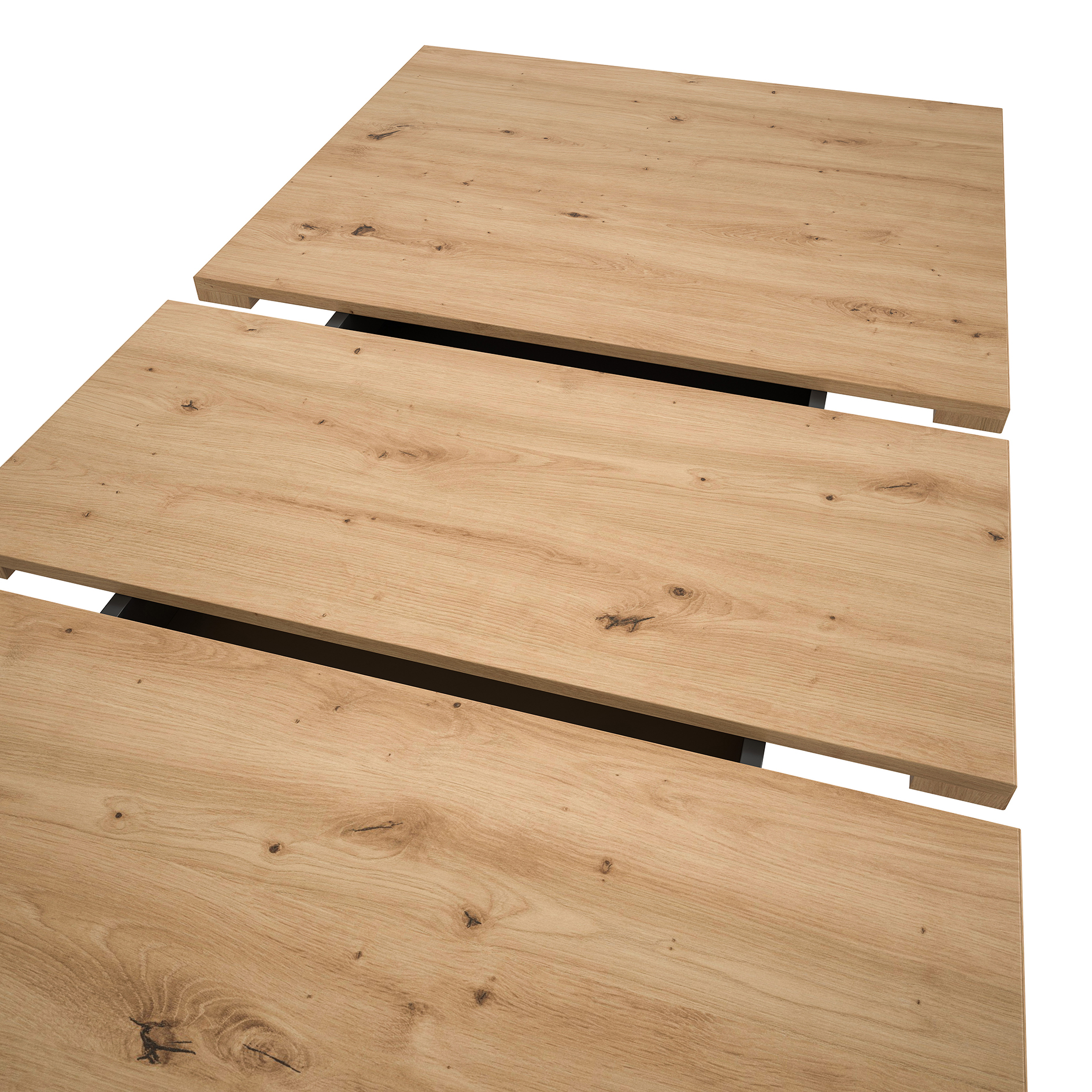 Esstisch MOTION - grau - Artisan Eiche - ausziehbar - Doppelsäulen-Fuß 
