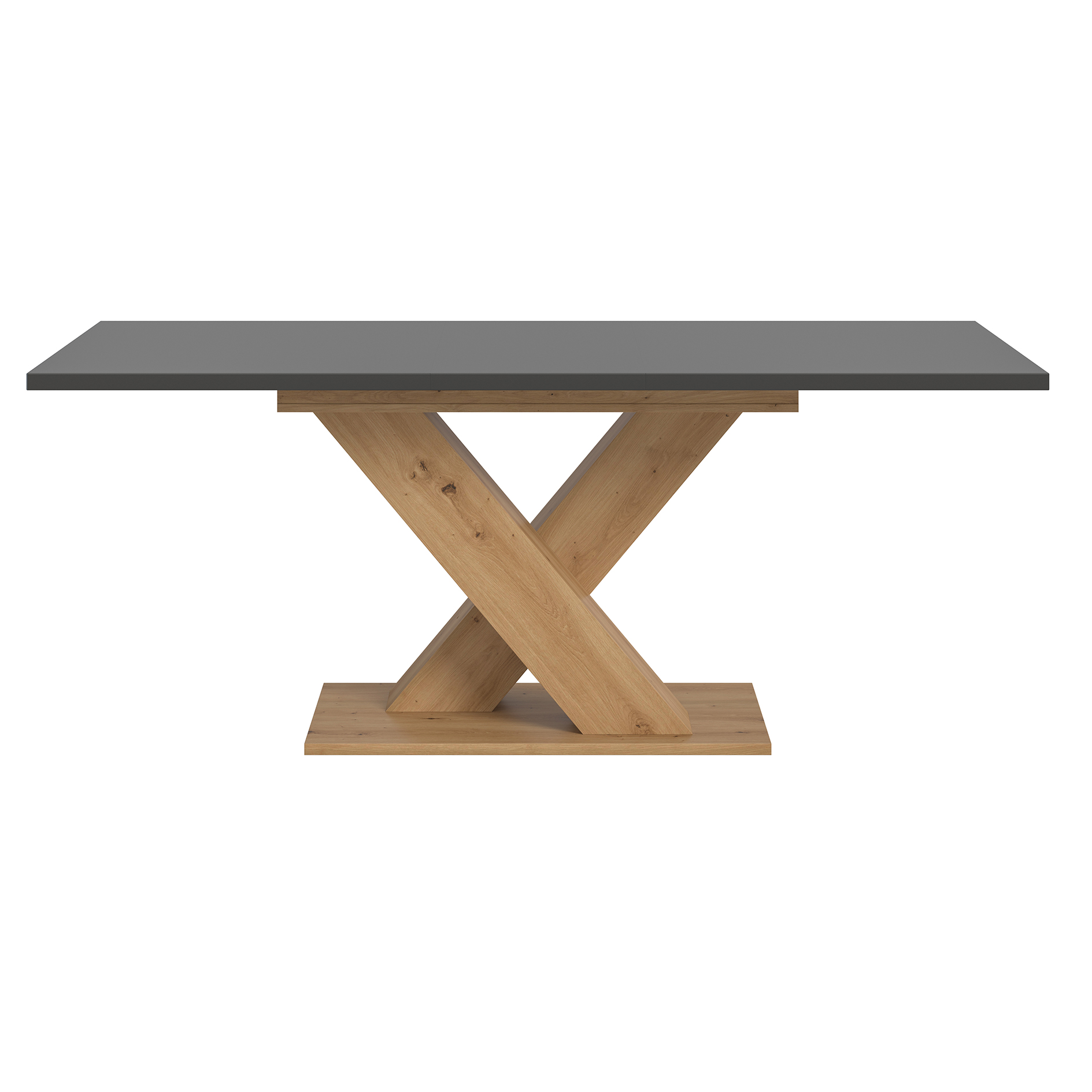 Esstisch MOTION - grau - Artisan Eiche - ausziehbar - X-Fuß