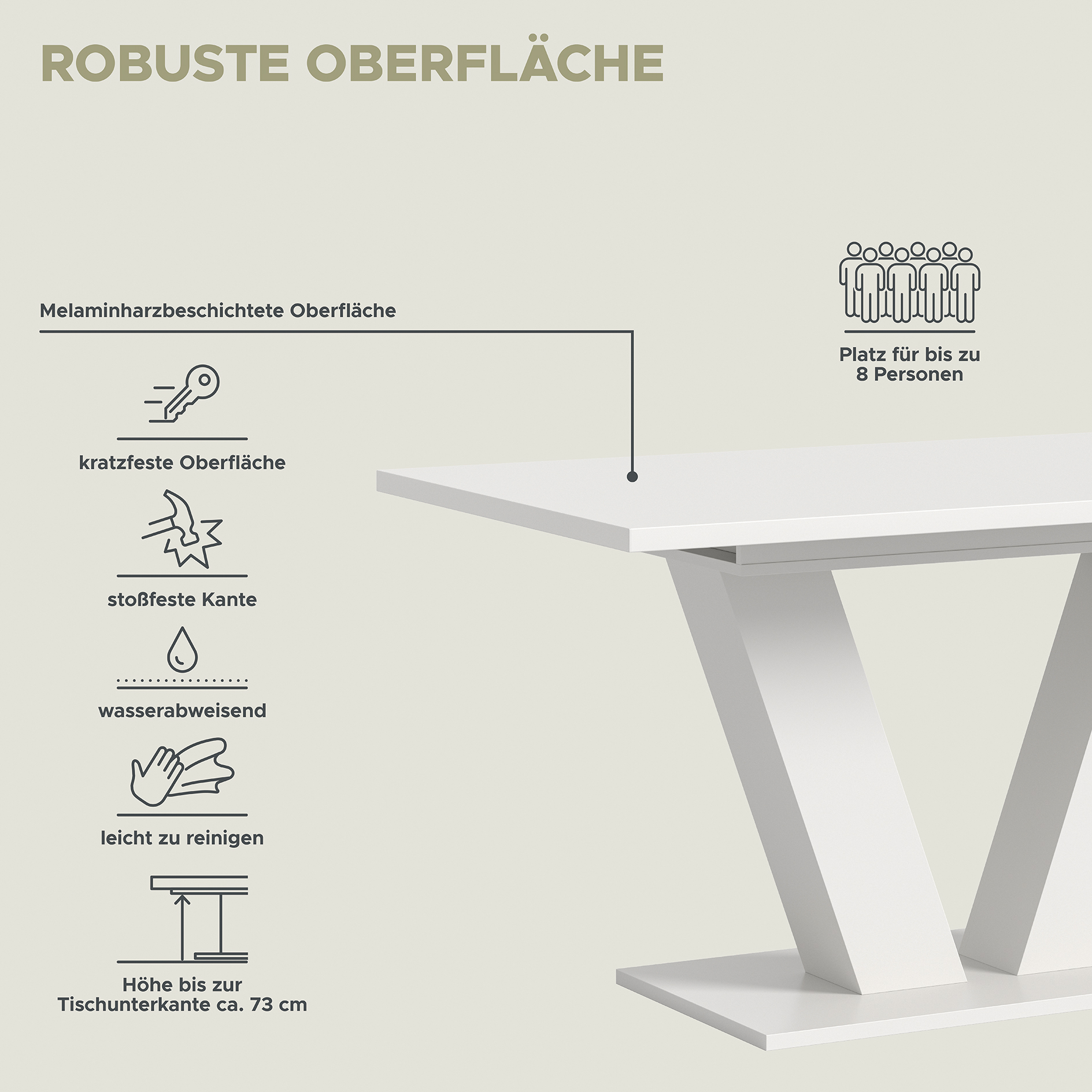 Esstisch MOTION - weiß - ausziehbar - V-Fuß