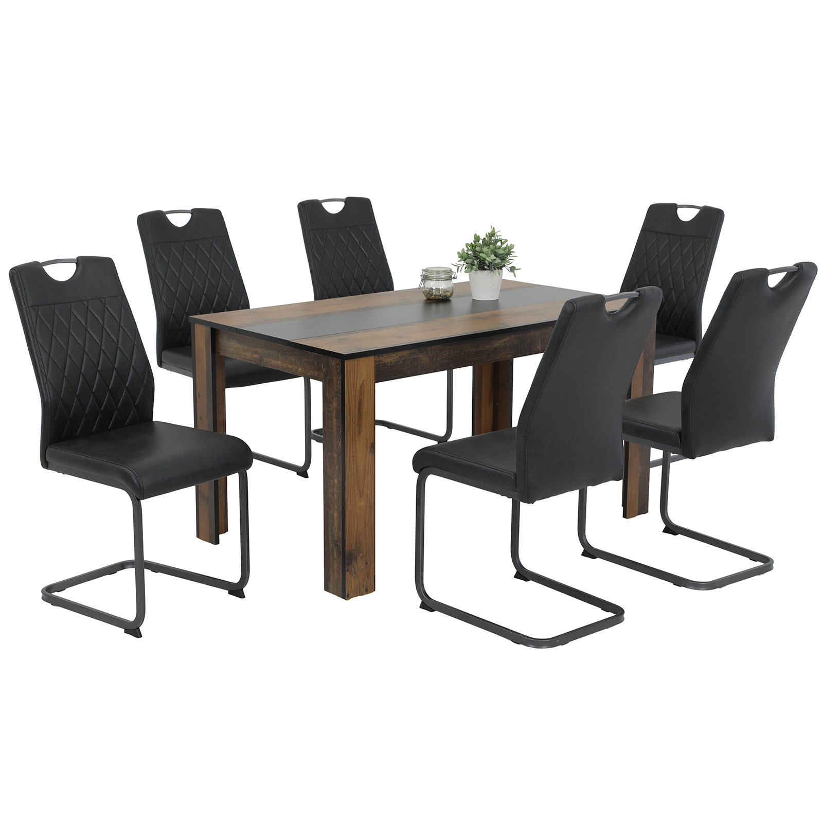 Esstisch - Oldwood - schwarz - 140x80 cm