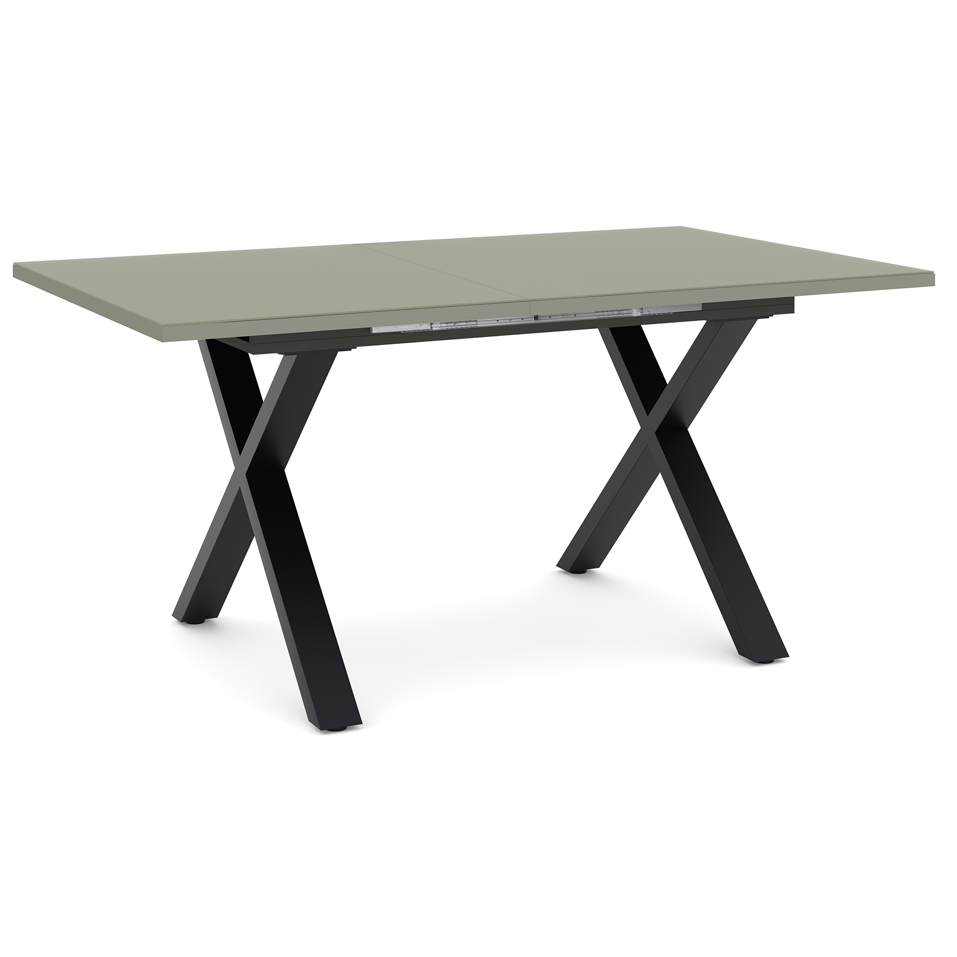 Esstisch - olivgrün-schwarz - X-Gestell - ausziehbar - 160-210 cm